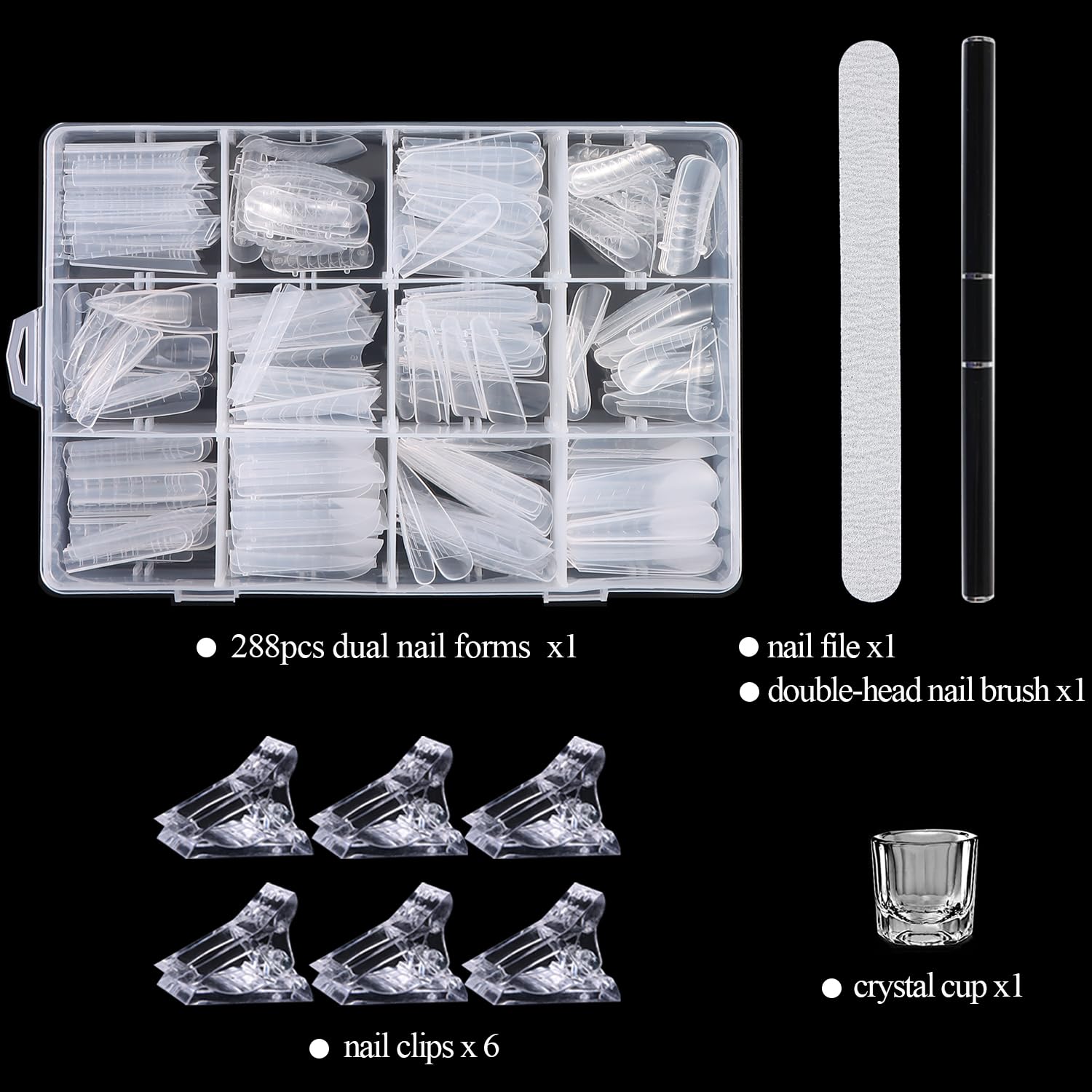 Kit de 288 formes pour ongles en polygel 12 formes