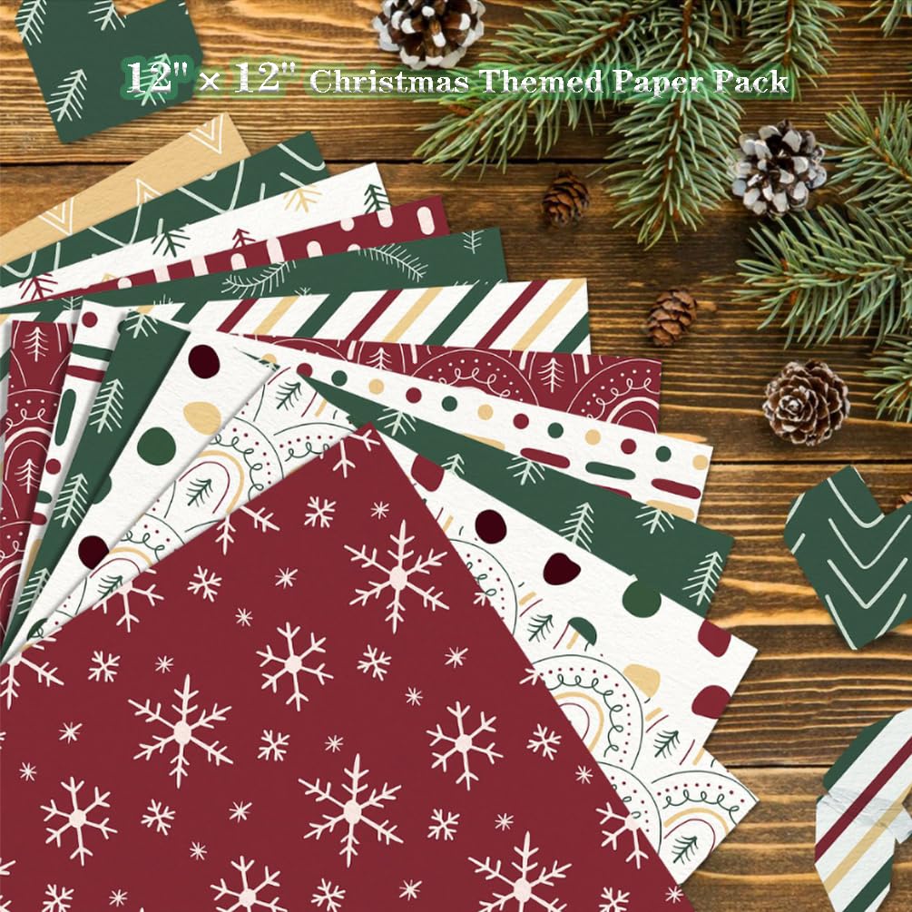 Papier do scrapbookingu, 24 arkusze 12"x12" dwustronnego papieru kartonowego, papier wzorzysty, 160 g/m2 ciężki papier dekoracyjny do dekoracji albumów ze zdjęciami(7)