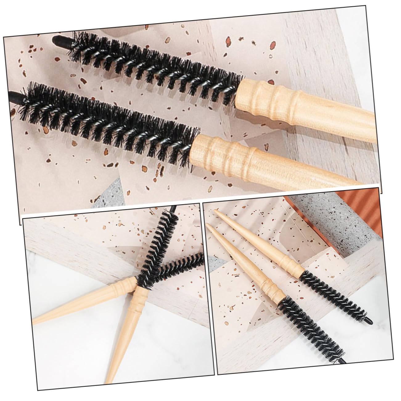 FOMIYES 10 Piezas Peine de madera esponjosa cepillo de madera Peine redondo de cepillo de pelo cepillo para cabello rizado cepillo para el cabello rodillo cepillo para secar