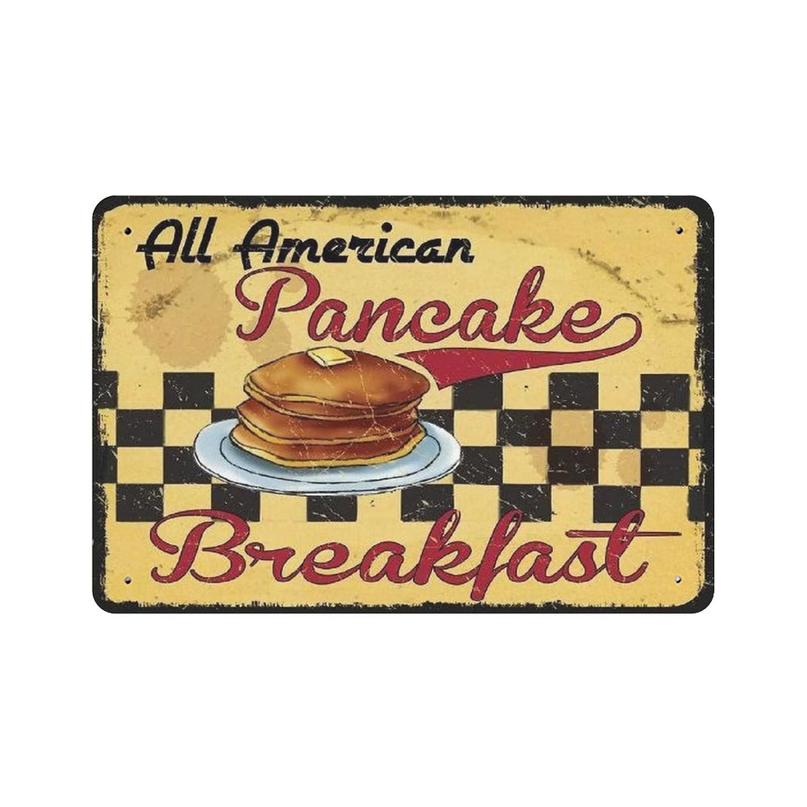 Metal Tin Sign Pancake Breakfast Vintage Tin Poster Metal Sign Wall Decoration Country Kitchen Home Garage Decor 8"x12"