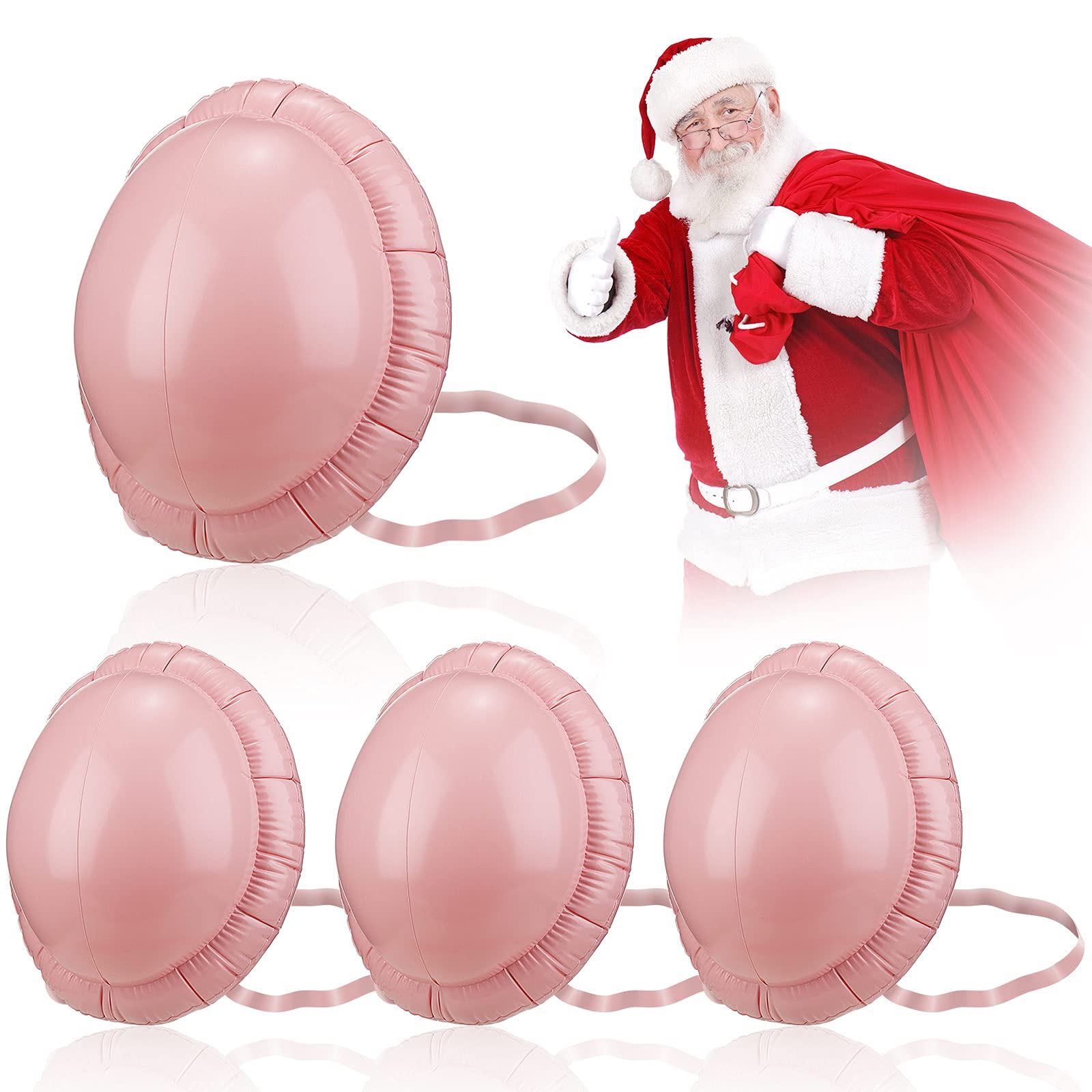 4 Pieces Christmas Santa Big Belly Santa Claus Belly Pregnant Belly Fake Pregnancy Belly Cosplay Belly Inflatable Belly for Christmas Party Cosplay Decoration
