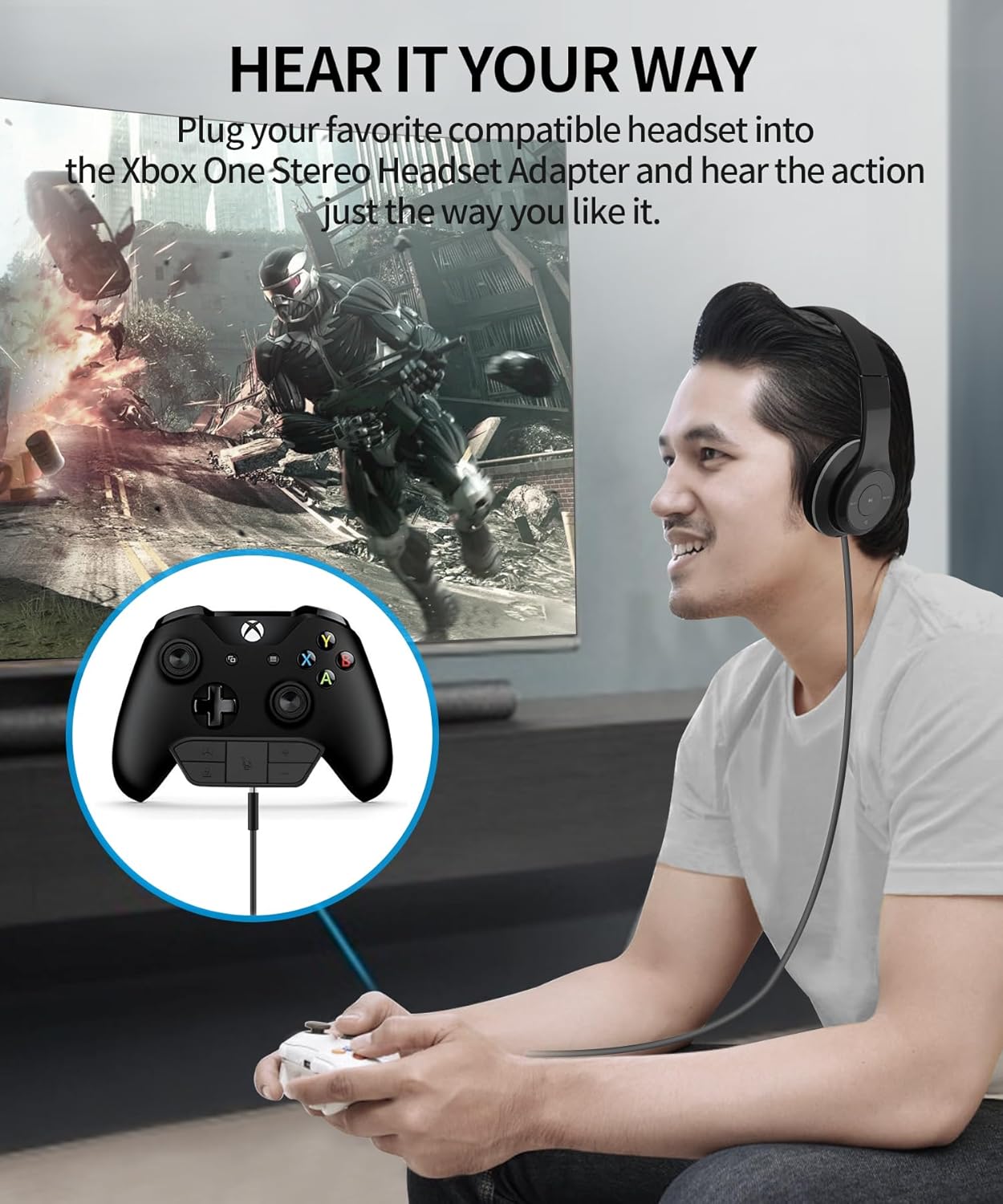 KOOWOD Stereo Headset Adapter Headphone Attachments Accessories with OEM IC Chip for Xbox One & Series X|S & Elite Controller Series 1 2 - Adjust Audio Balance (Game Sound & Voice Chat), Volume, Mic