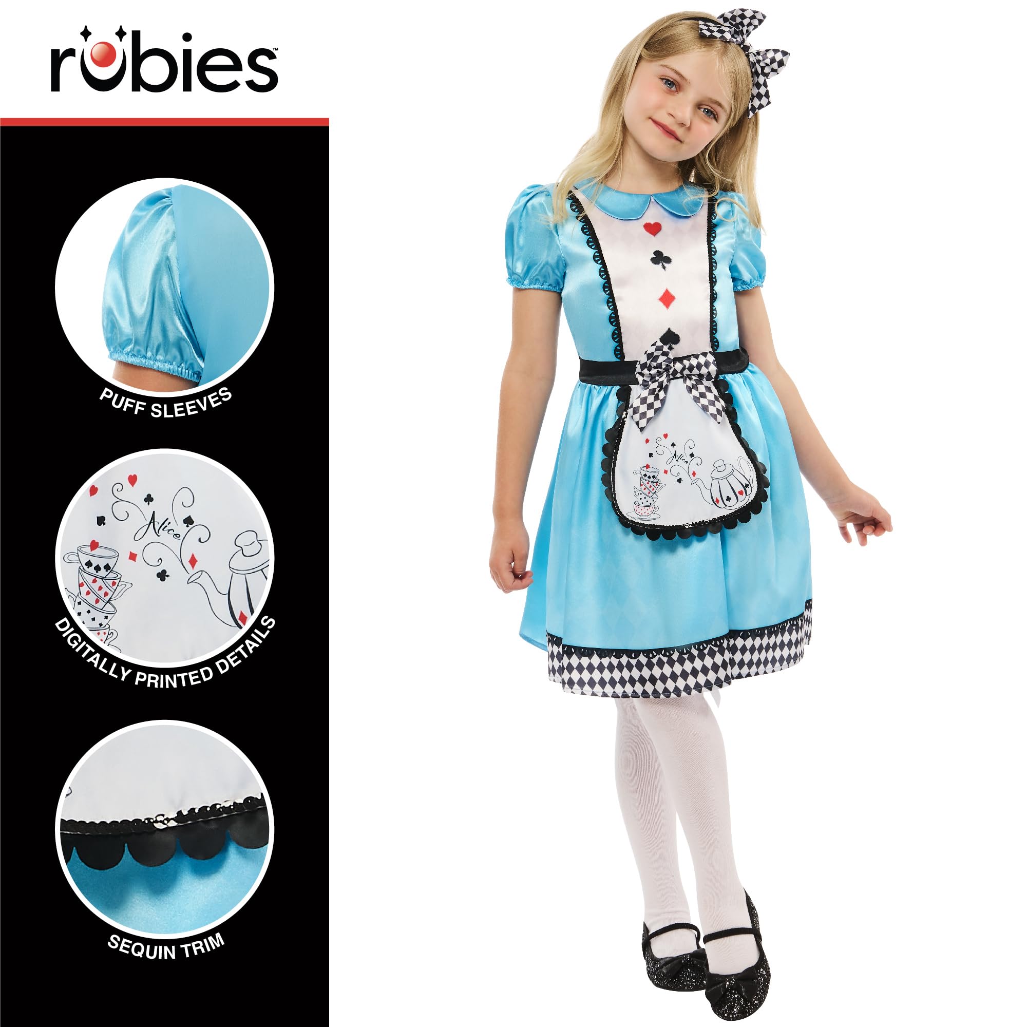 Rubies Official Alice Costume, Childrens Fancy Dress, Size Age 5-6 Halloween, Multicolour - Image 2