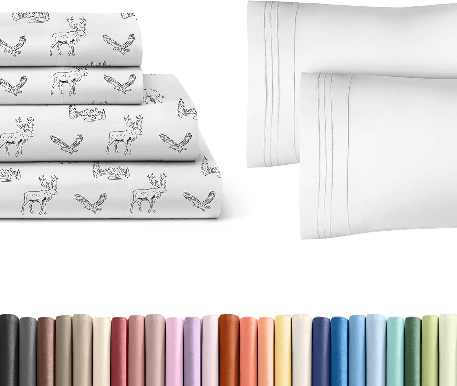 Kids Forrest Full 4 Piece Sheet Set + 2 Extra Pillowcases Bundle - Boys, Girls, Teens, Toddler - Easy Fit Deep Pockets - Hotel Quality Bedding Sheets - Machine Washable - Cute, Soft and Wrinkle Free