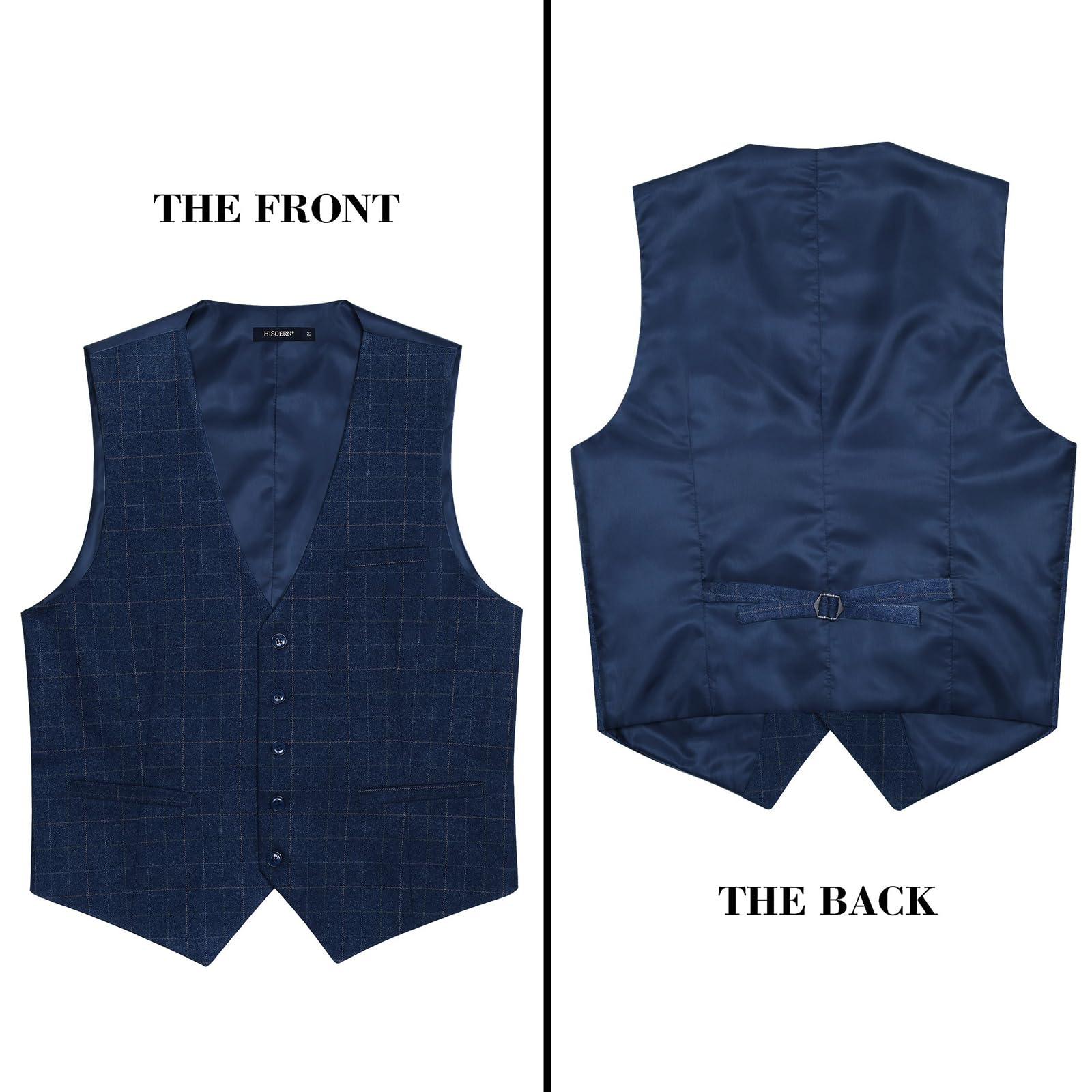 HISDERN Chaleco Formal de Fiesta de Boda para Hombre Chaleco de Algodon Vestido a Cuadros