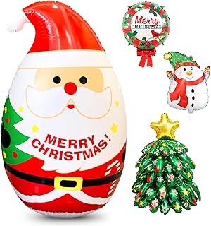 BOLYDOOMクリスマス バルーン サンタ バルーン 120CM 【水入れ固定&強風でも転倒しない】クリスマス 飾り大きい Christmas 装飾 玄関 お店 プレゼント雰囲気作りパーティー装飾 (レッド, 120ＣＭ)