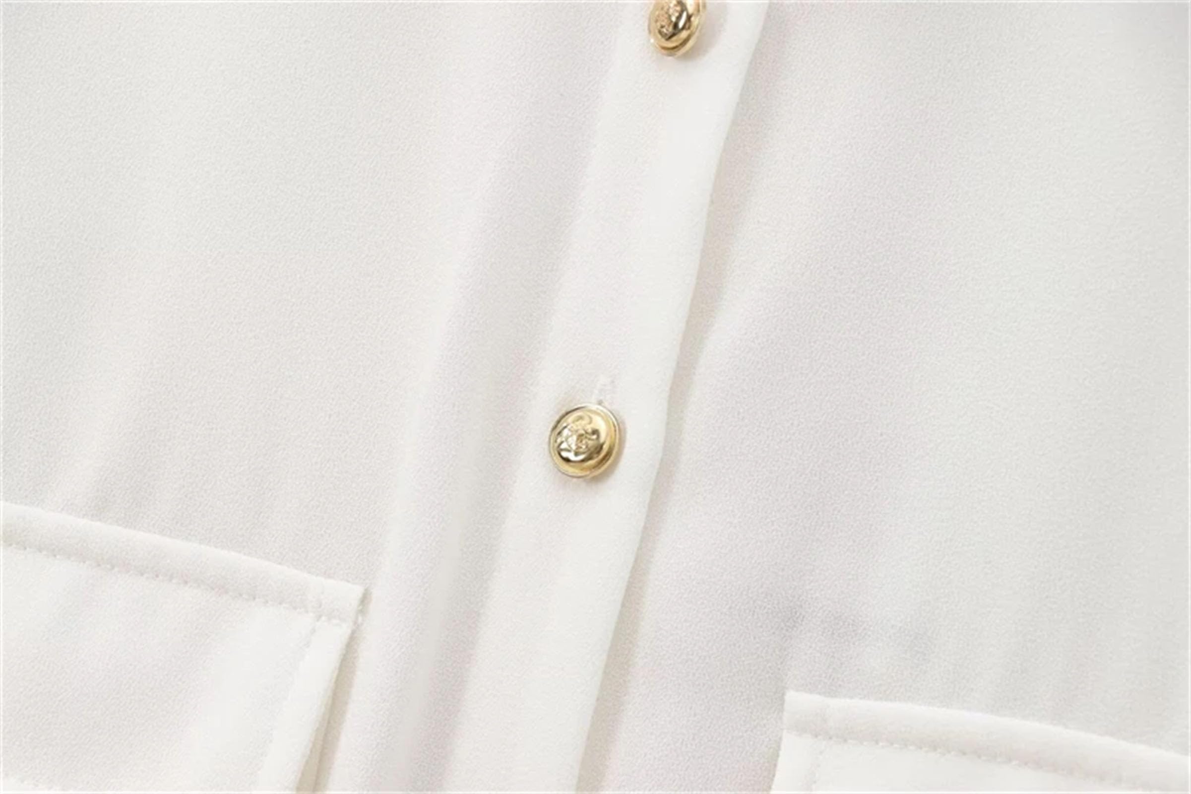 Camisa de manga larga para mujer, estilo clásico, para oficina, con solapa y bolsillos