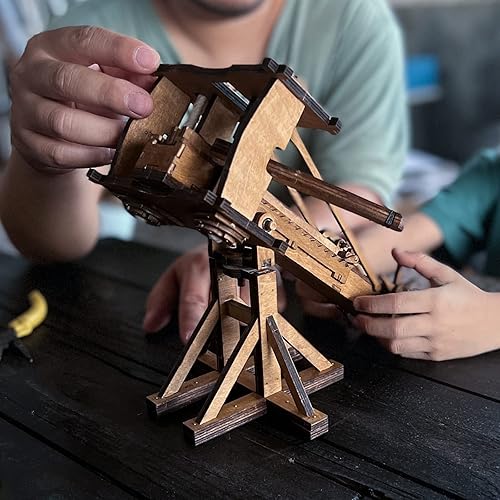 Miniatura 3 de YAQUMW The Mini Ballista romana Europa Medieval Siege Chariot de catapulta de madera kits de modelos 3D para adultos proyectos STEM para niños y