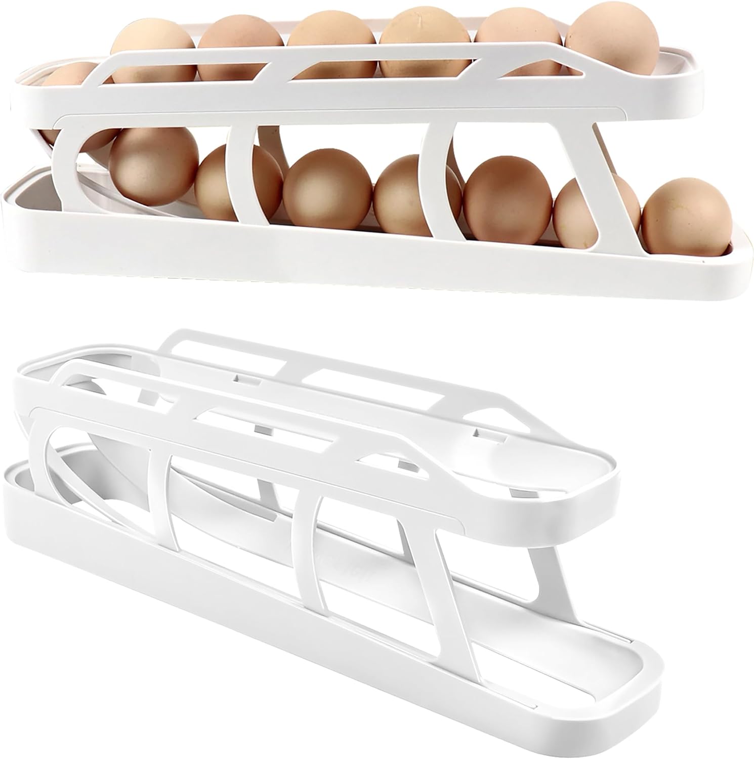 2PC Egg Holder For Refrigerator, Automatically Rolling Egg