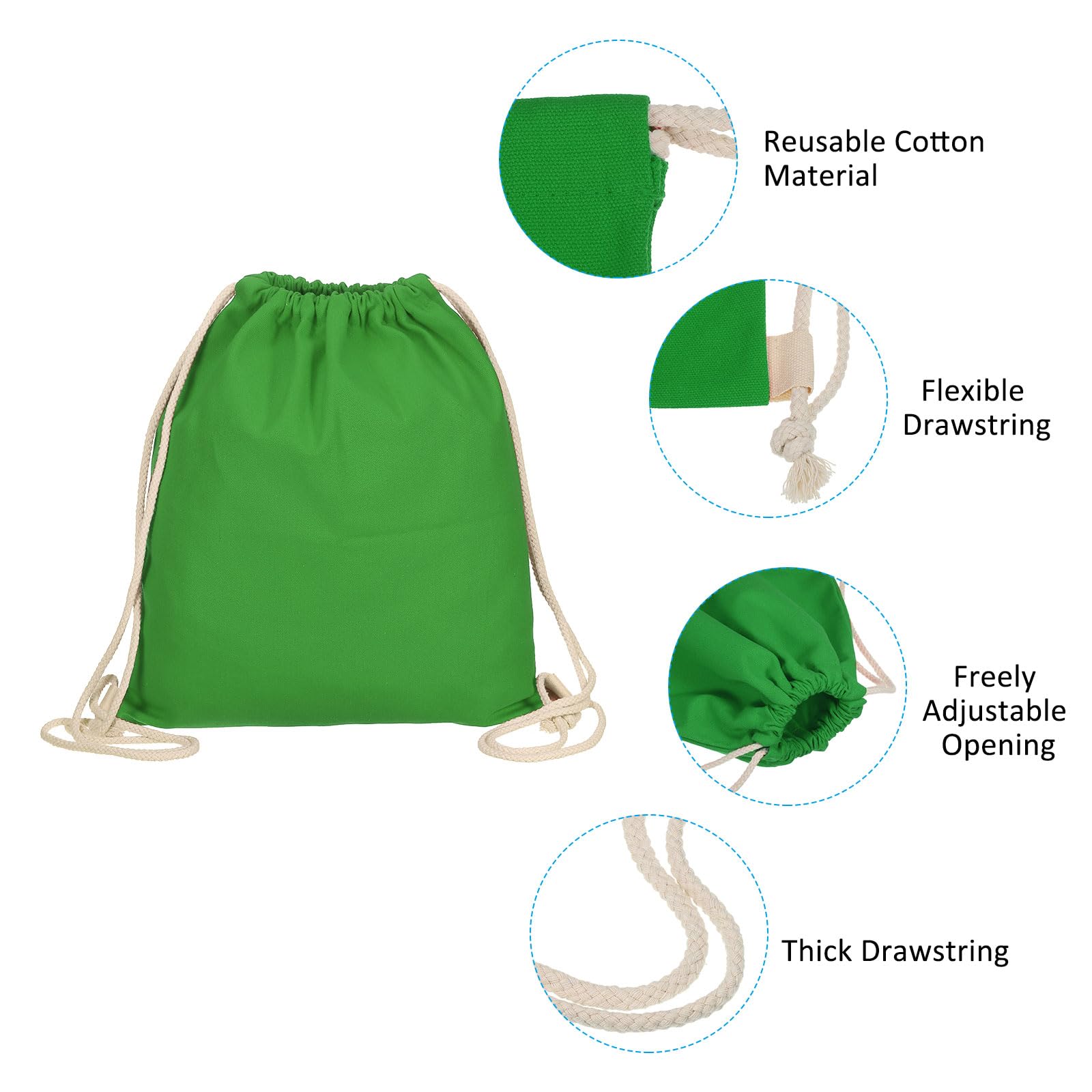 PATIKIL Cotton Drawstring Bags, Cotton Drawstring Backpack Foldable Sports Gym Bags for Women Men Gym Sports Trip Green - Image 4