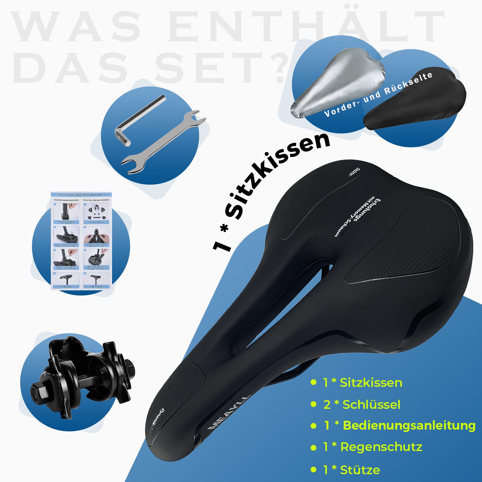 Fahrradsattel Herren & Damen Bequem Weich – 2026 Ergonomischer Fahrrad Sattel mit Optimierter Druckverteilung und Memory Foam, Sportlicher Sattel für MTB, Rennrad und Intensive Radfahrten