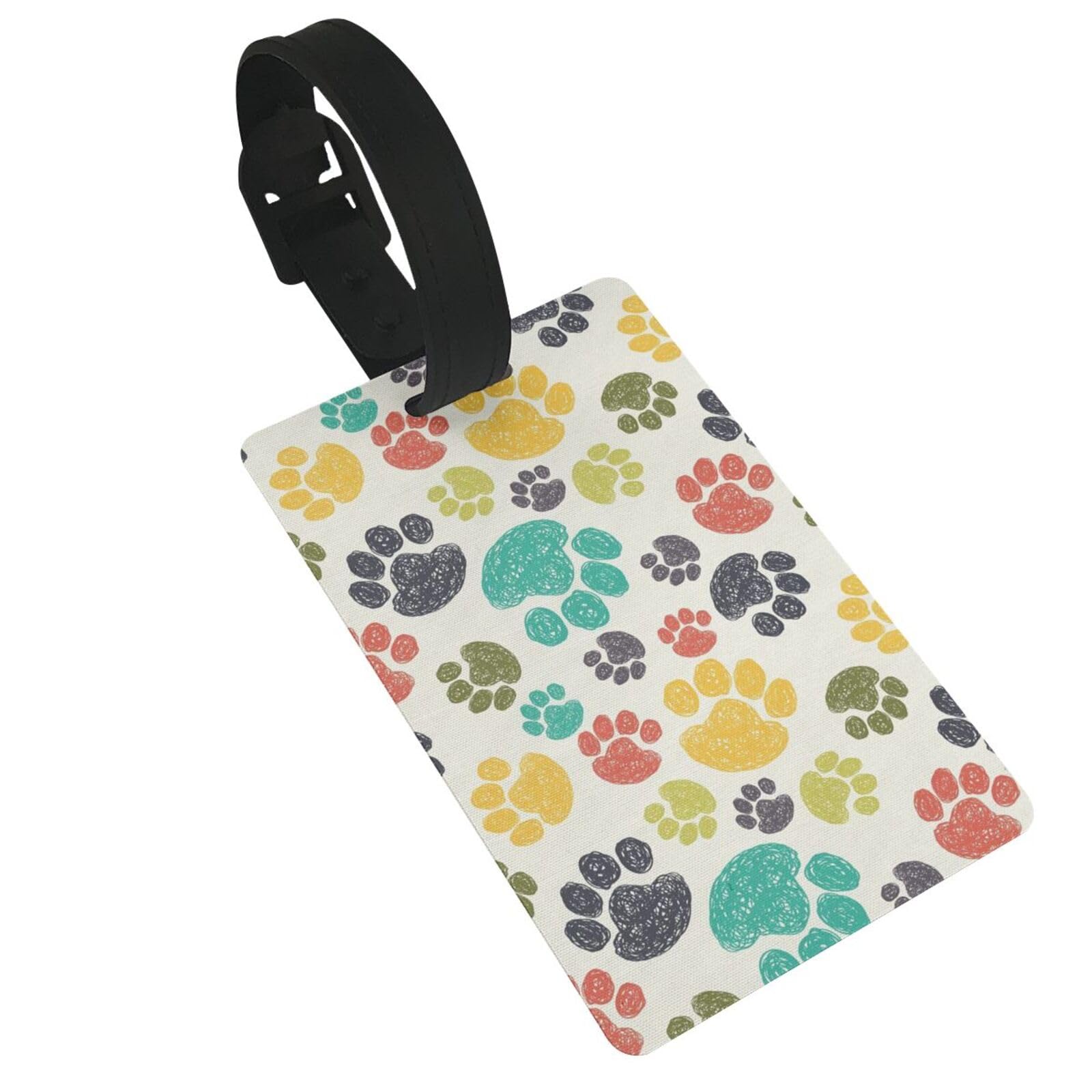 Dog Paw Pattern Luggage Tag for Suitcase, Travel Baggage Bag Tags Backpack Name ID Identifier Labels for Women Men Kids (1 Pack)