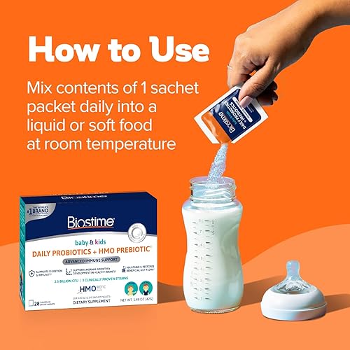 Miniatura 4 de Biostime Probiótico para bebés para niños con HMO y fibra prebiótica Apoyo inmunológico Alivio del estreñimiento y probióticos de apoyo a la