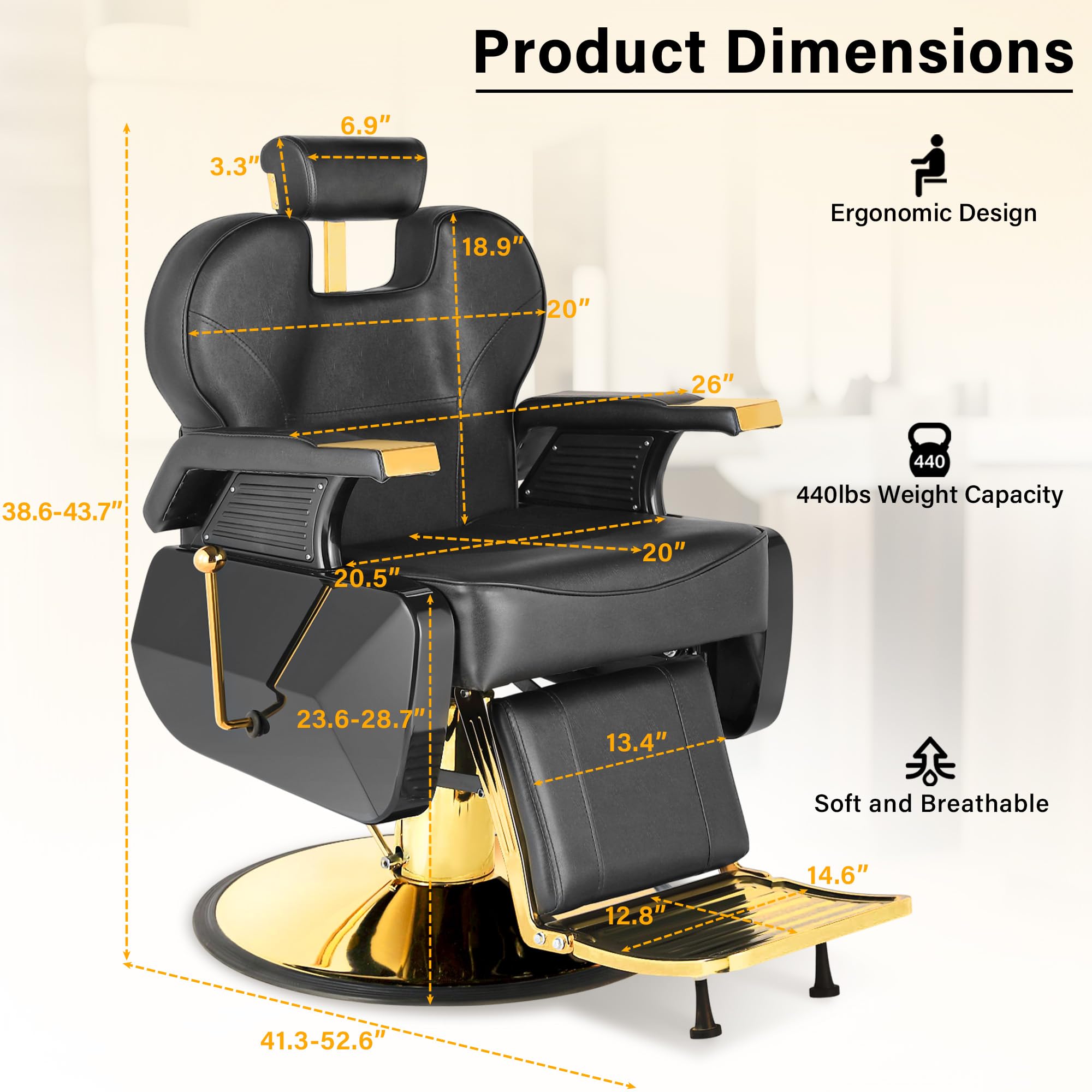 Amazon.com: Barber Salon Hair Chair, Hydraulic Rolling 360° Swivel