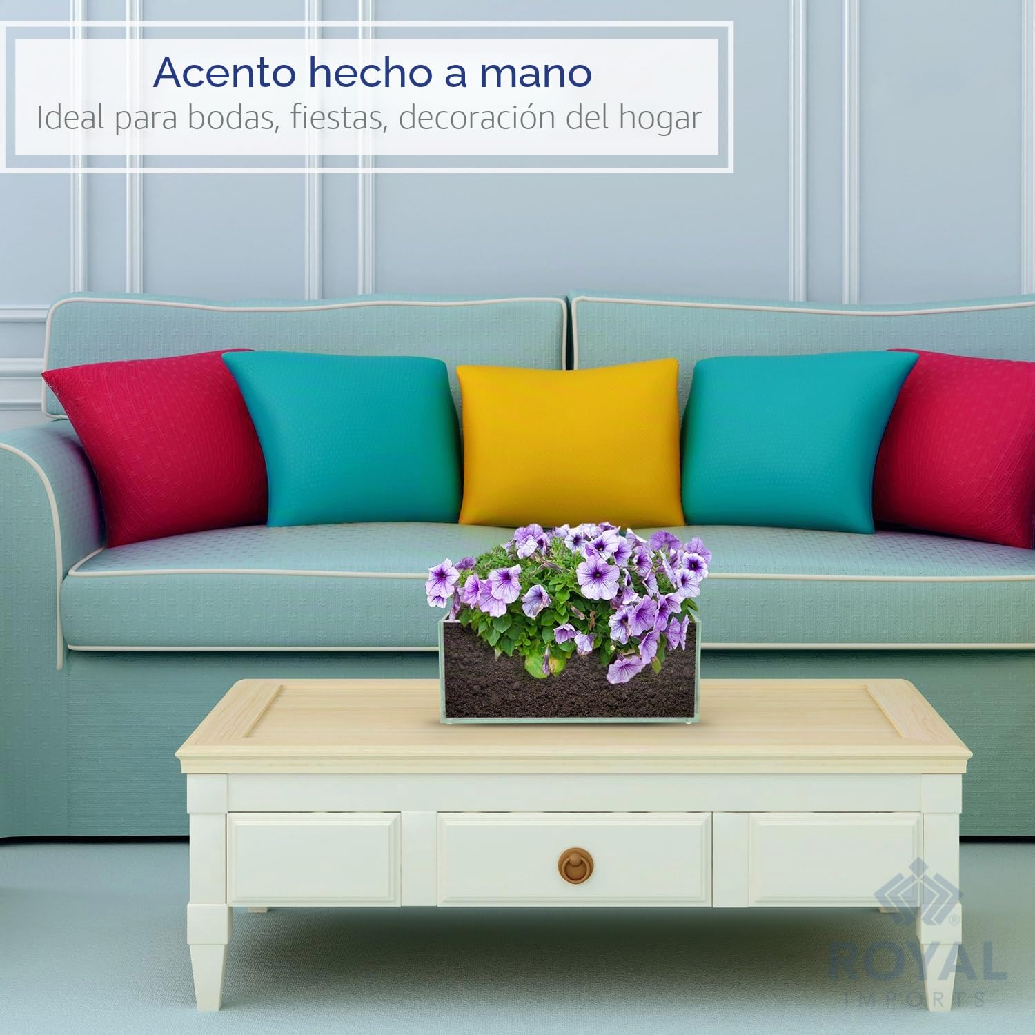 Royal Imports Jarrón de Cristal Decorativo para el hogar o la Boda, Forma Rectangular Rectangular (8 Pulgadas, Transparente)