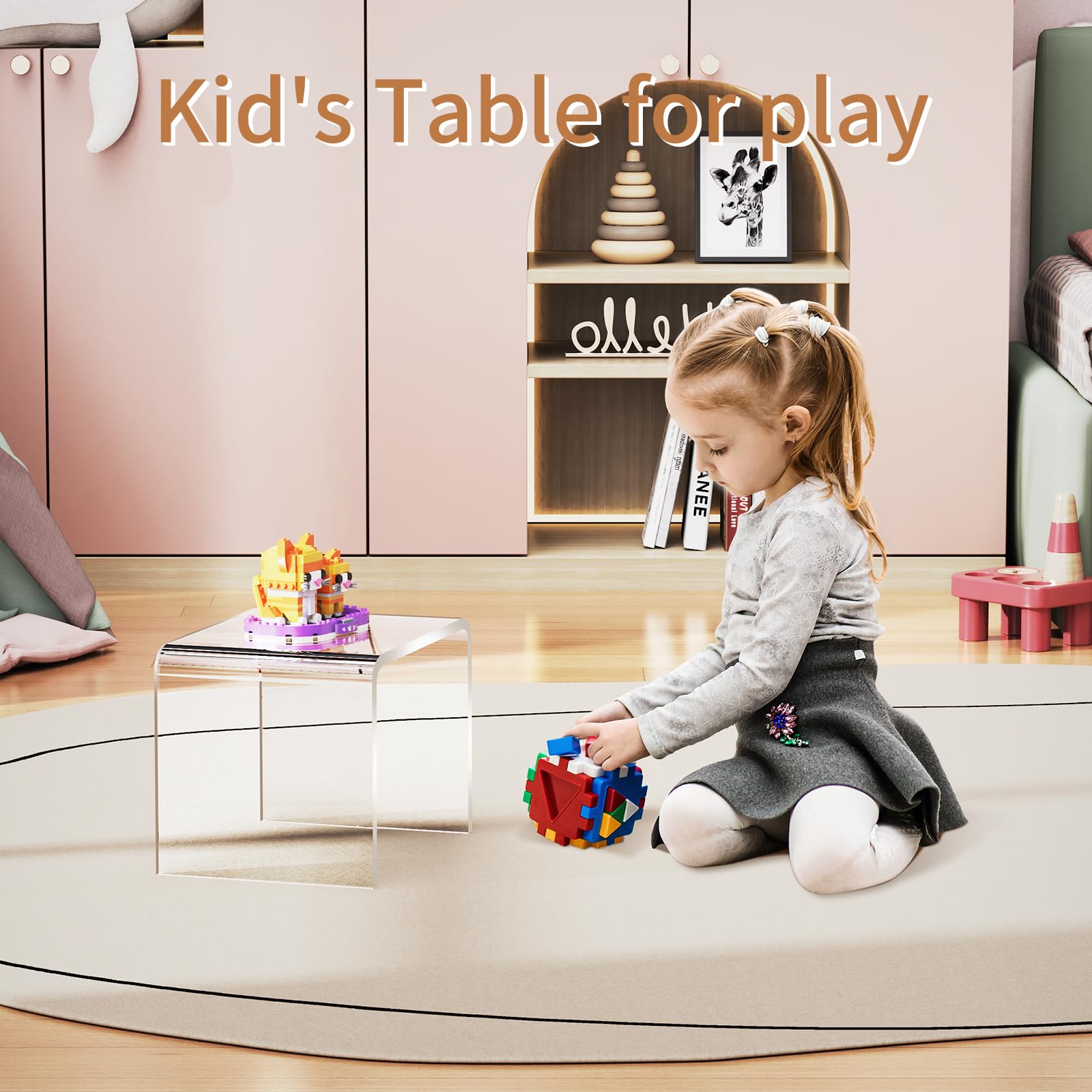 Acryl-Tritthocker, Kleiner transparenter Fußhocker für Badezimmer, Schlafzimmer, Küche, belastbar bis 113 kg, rutschfeste Matte gratis, Maße (32 x 24 x 24 cm) (transparent, 32×24cm×24cm)