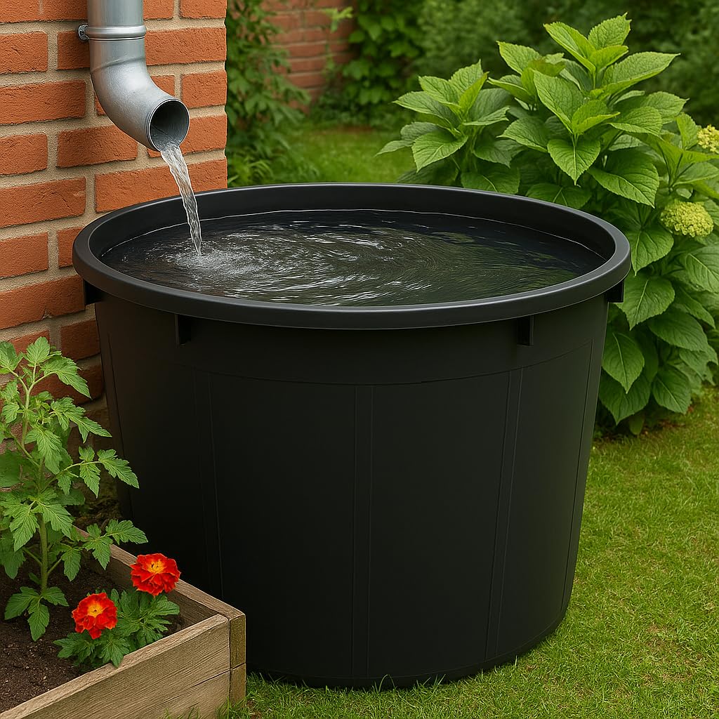 Ondis24 Regentonne 1000 Liter, Regenfass XXXL, Regenwassertank aus schwarzem Kunststoff, Wasserfass, Robust & UV-Beständig, Wasserspeicher Fass aus LDPE