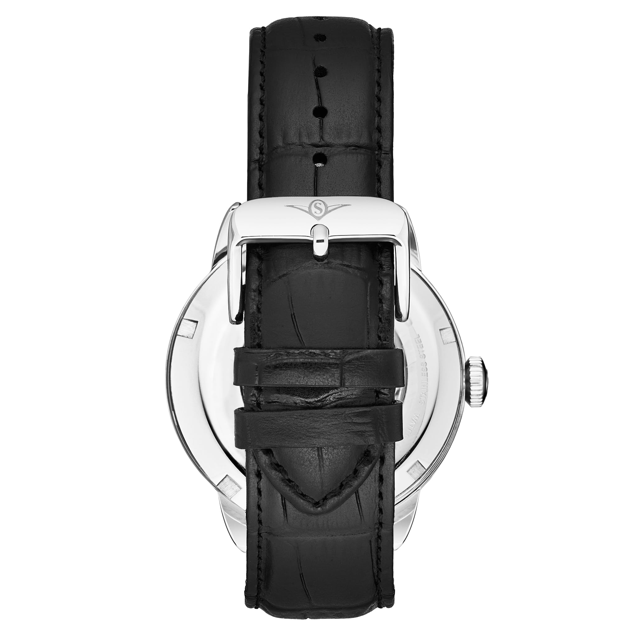 Stührling Orologio automatico scheletrato da uomo Original con cinturino in pelle stampata alligatore e quadrante scheletrato