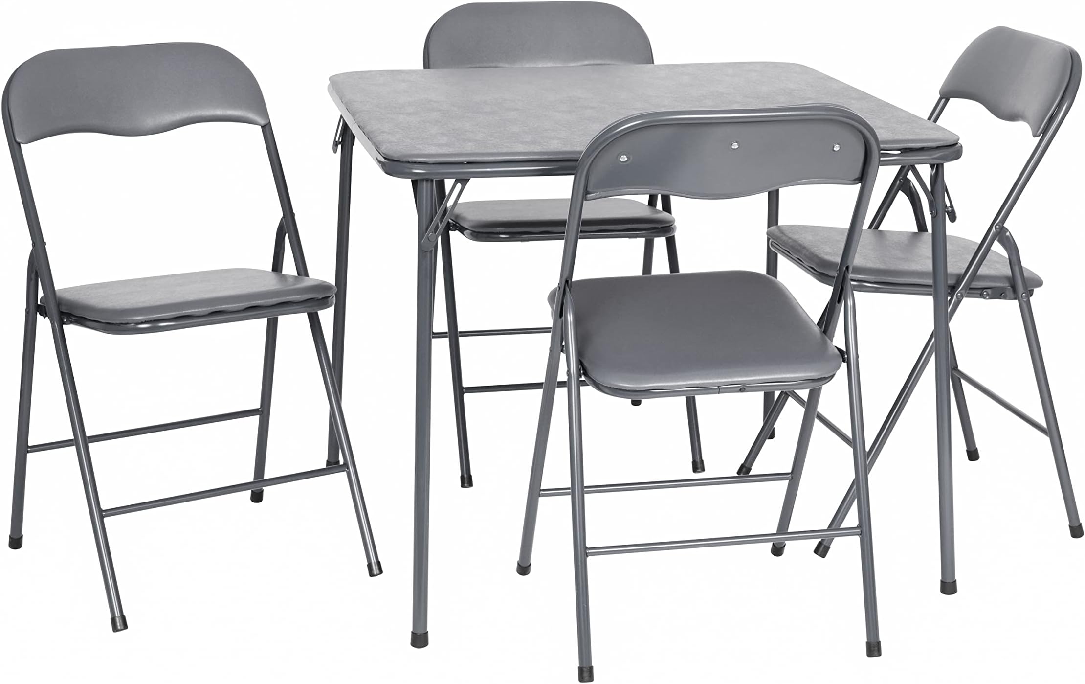 Flash Furniture Madison 5-Piece Folding Card Table and Chairs Set, Portable Event Table and Chairs Set for Indoor and Outdoor Gatherings, Gray