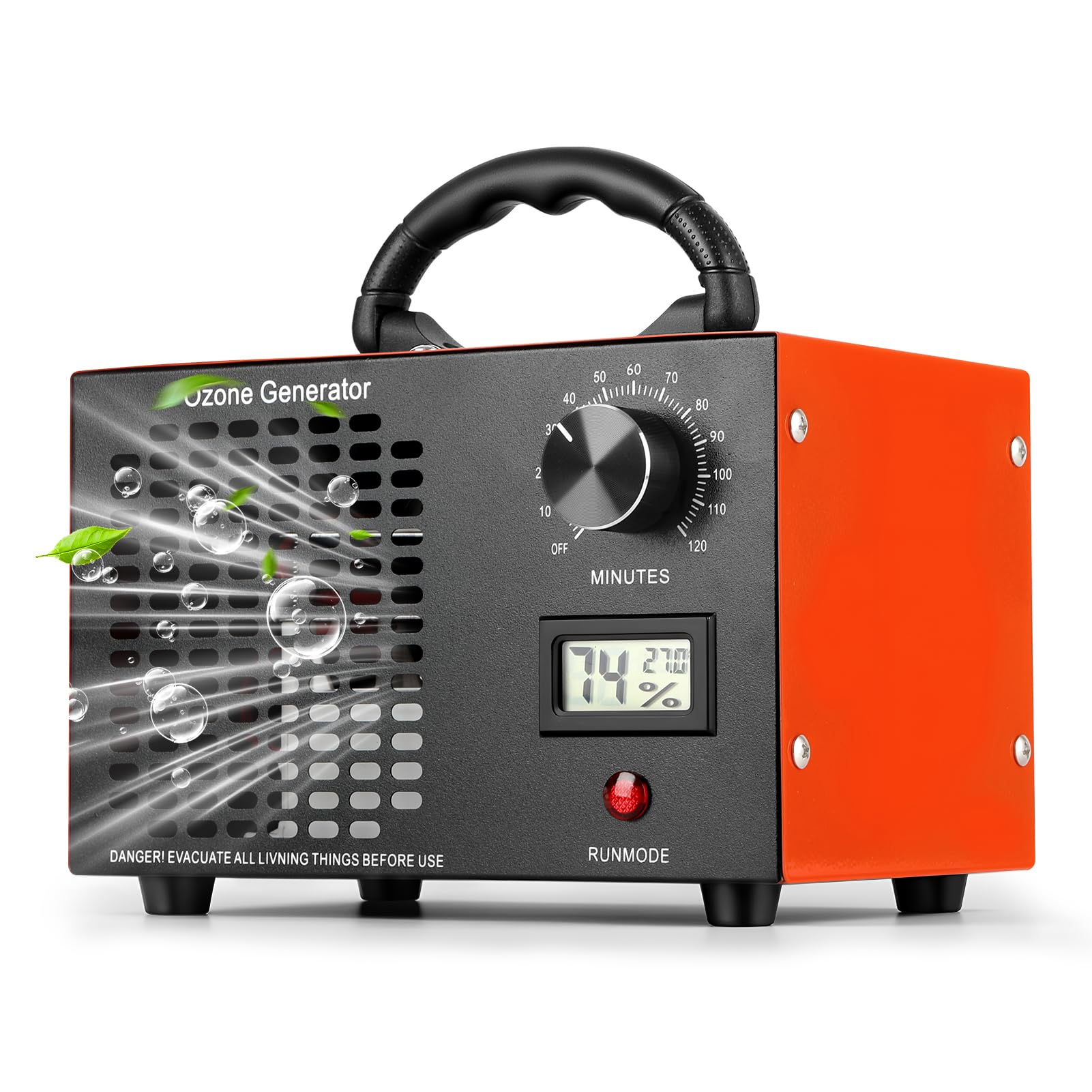 Generatore di ozono da 90000 mg/h, purificatore d'aria all'ozono, fino a 320 m², ozonizzatore O3 con timer da 120 minuti, per auto, fumo, garage, appartamento, hotel, pulizia degli odori, cucina