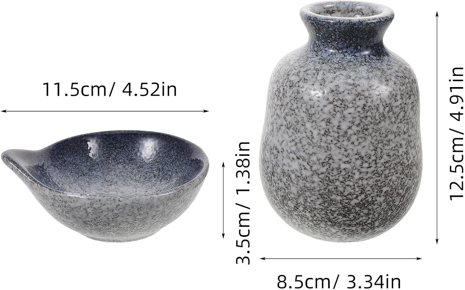 Japanese Ceramic Sake Bottle Set with Matching Cups 400ml Blue