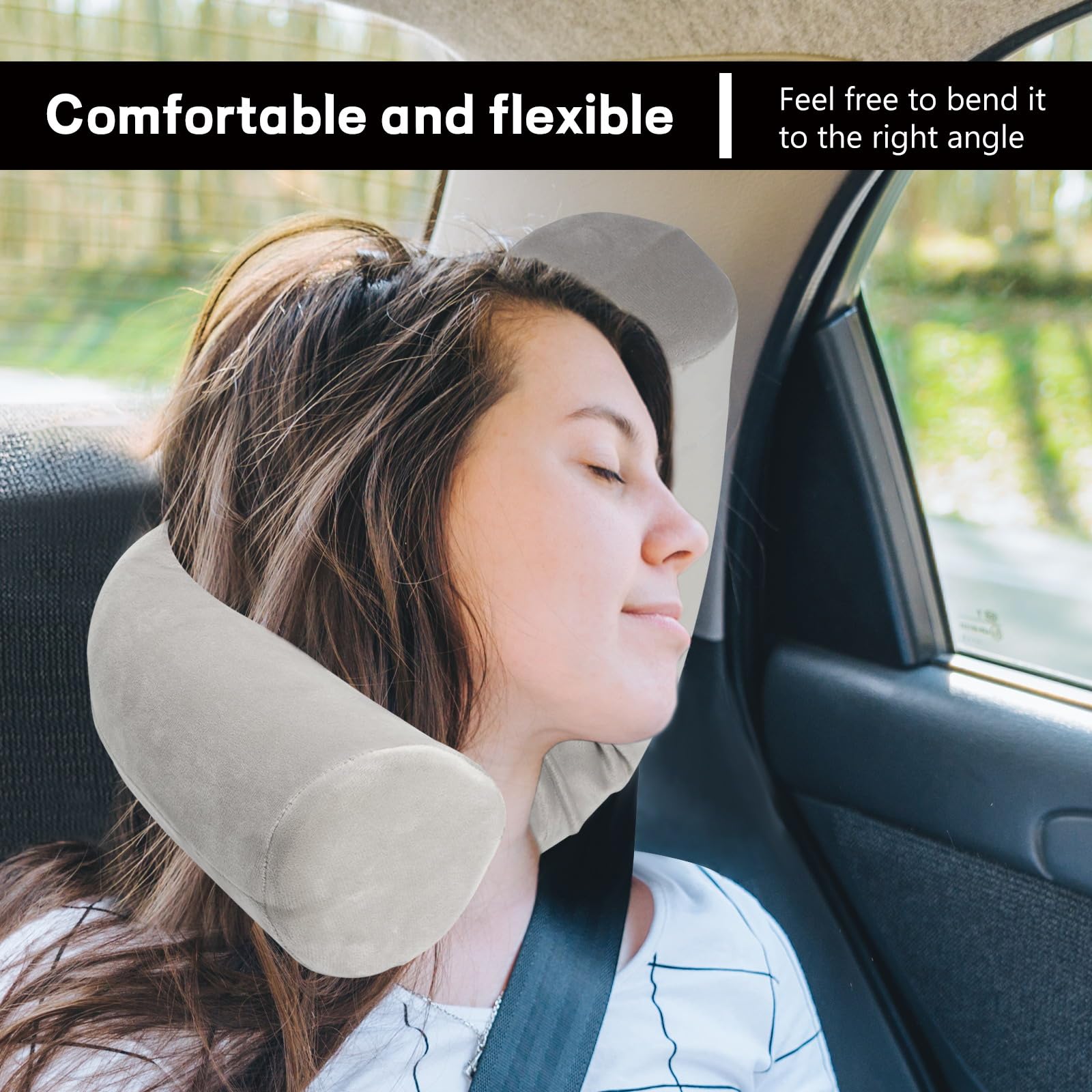 EPROICKS Cuscino da Viaggio, Cuscino Cervicale Memory Foam, Supporto per Collo Regolabile, per Viaggi, Aereo, Treno,Ufficio,Casa, Vita e Gambe, 68cm X 10cm