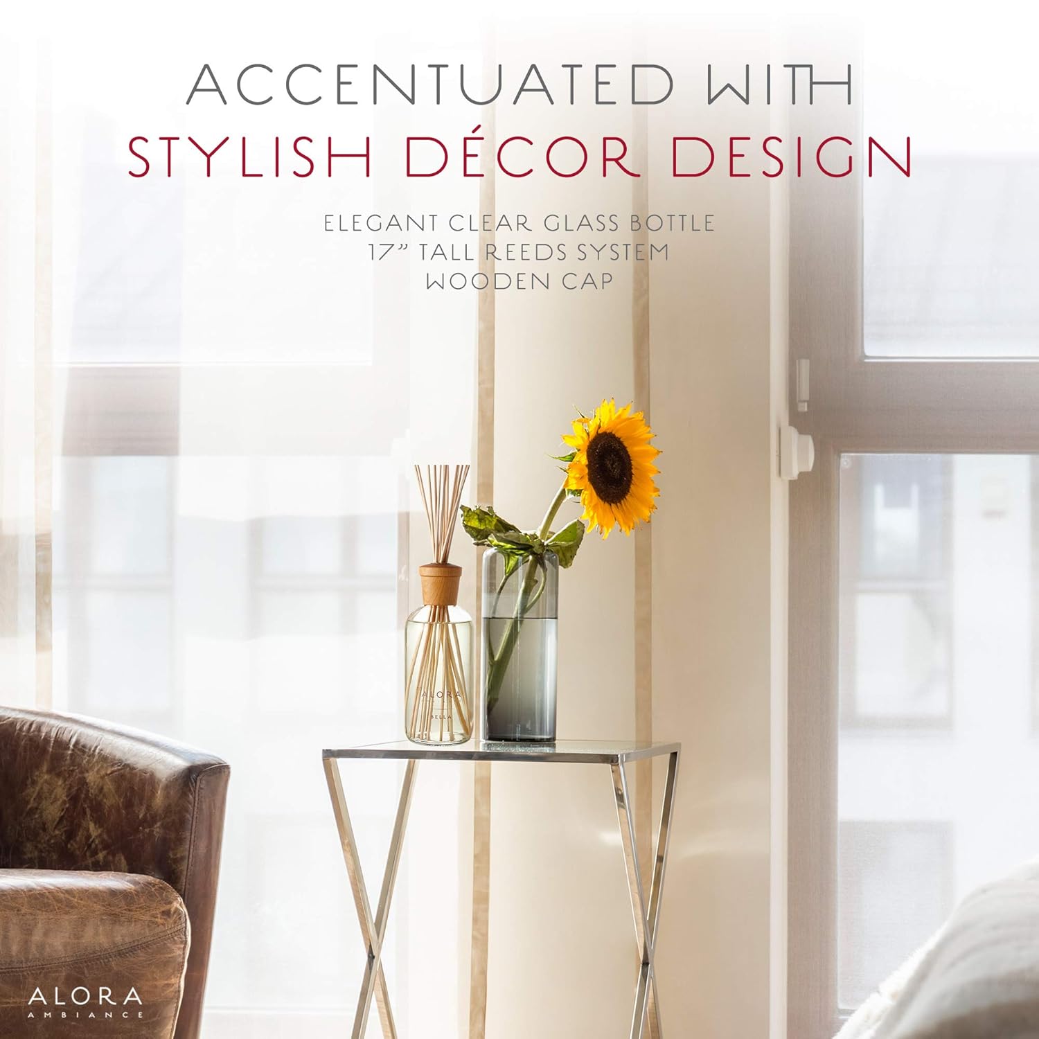 Alora Ambiance Bella 16 oz Reed Diffuser | Long-Lasting Soft & Floral Fragrance | Beautifully Designed for Any Space