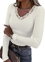 Women's Lace V-Neck Long Sweaters Chic and Elegant Thermal Sexy Bodycon Top