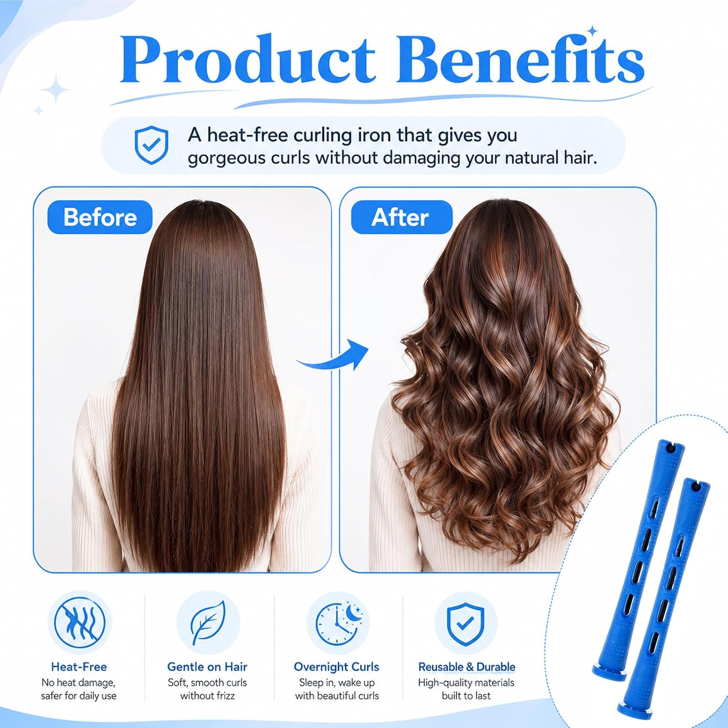 40 Pcs Small Perm Rods, Plastic Cold Wave Hair Perm Rollers Curling Rods for Short & Long Hair, Hair Rollers for Women Girls Hairdressing Styling Tools (Blue)