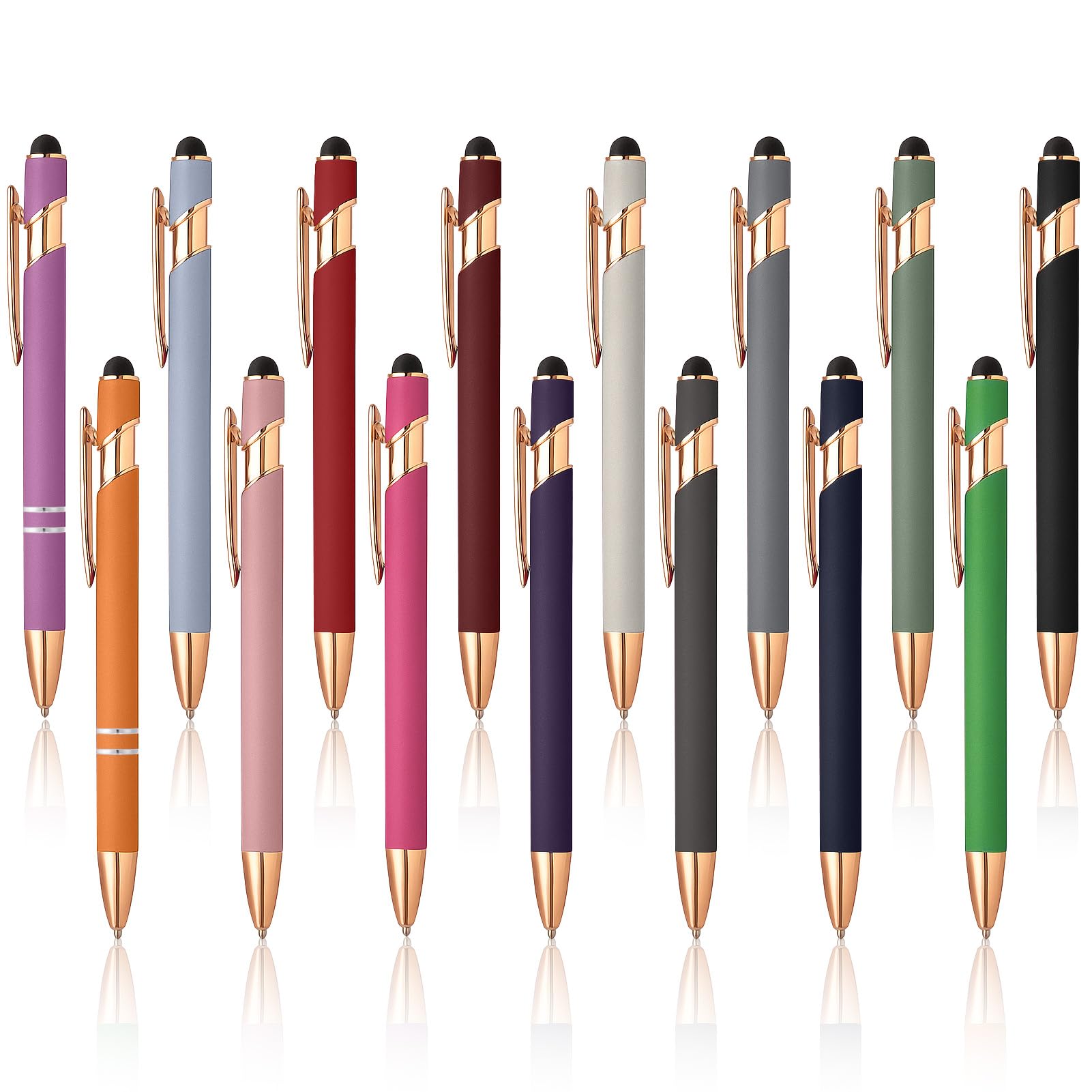 15 Pieces Metal Stylus Ballpoint Pens, 2-in-1 Retractable Touch Screen Pen with 1.0 mm Black Ink, Best Gift for Best,Colleagues and Family,Gold