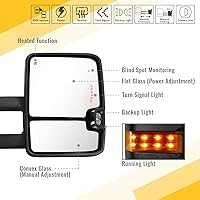 Vista 2 de Espejos de remolque para Toyota Tundra 2007-2021, espejo de remolque para Toyota Sequoia 2008-2017, señal de giro de flecha calentada de vidrio
