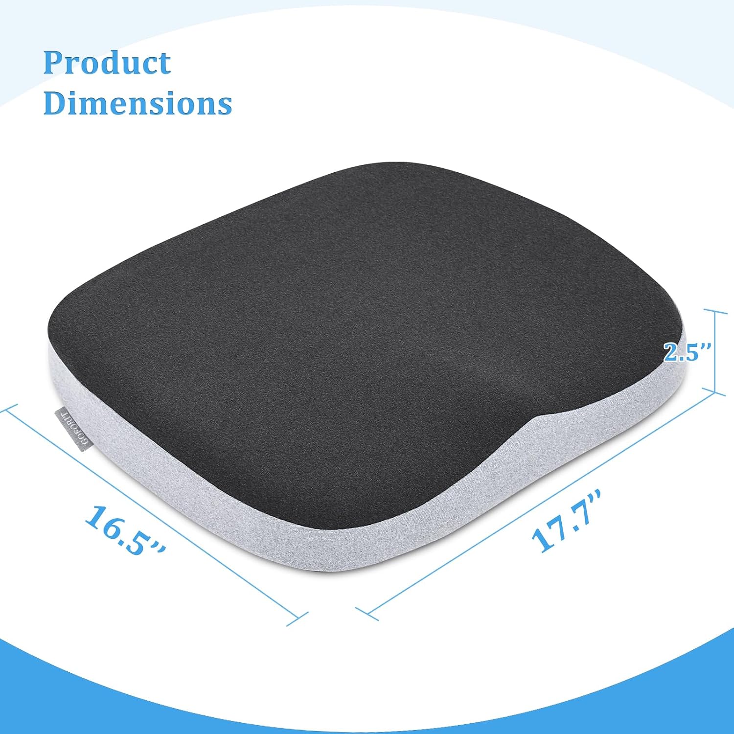GOFORIT Molded Memory Foam Seat Cushion, Patent Dual-Layer Foam Design Office Chair Pad, Ergonomic Coccyx Cushion for Sciatica Pain Relief, Black