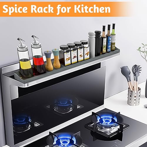 Vista 6 de Estante magnético para estufa para la parte posterior de la estufa, estante de especias de silicona de 30 pulgadas para organización de la cocina