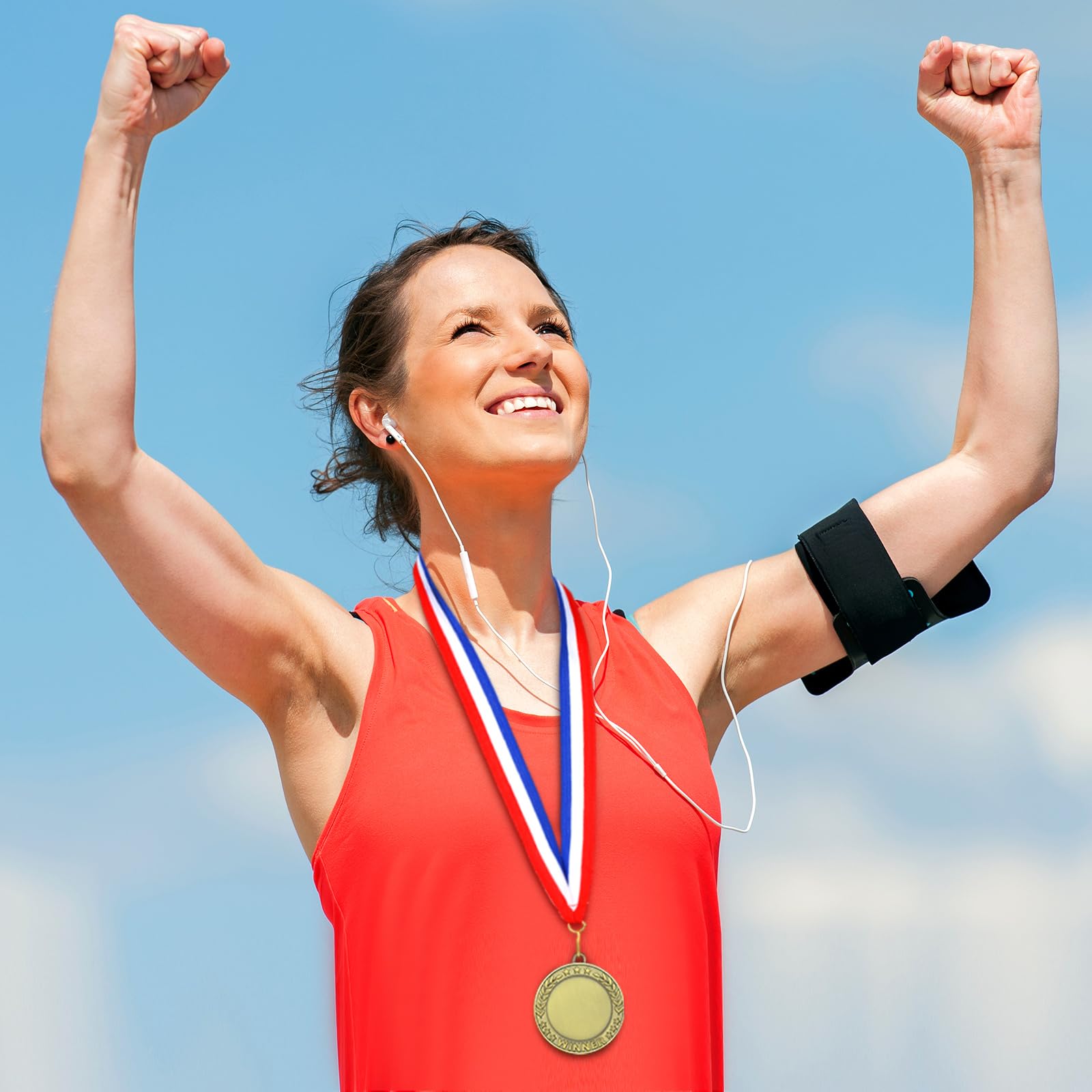 Kigeli 50 medallas de premio en blanco con cintas para el cuello, kit de medallas para el primer lugar, medallas de animación, trofeo de participación, trofeo de metal, premio de premio para adultos,