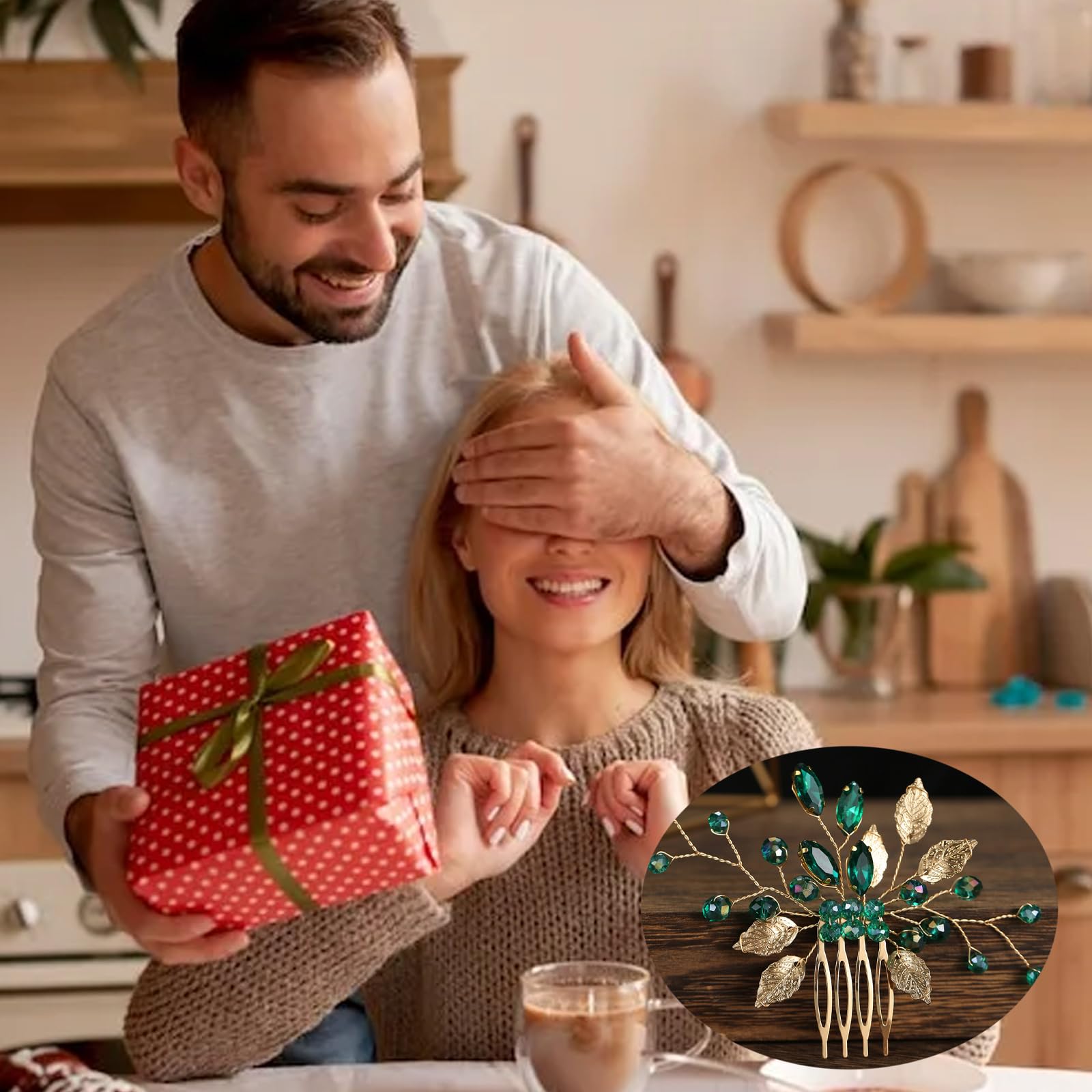 Accessori per capelli da sposa, accessori per capelli verdi, con strass scintillanti, fermagli per capelli, accessori per capelli per balli di fine anno, accessori per capelli francesi, gioielli per