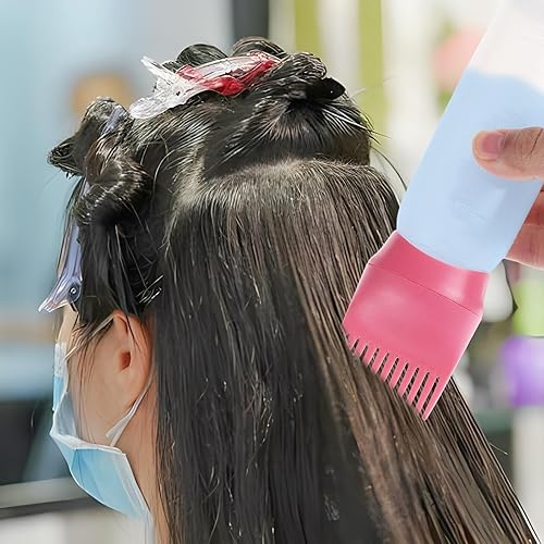 Miniatura 5 de Pimoys Botella aplicadora de aceite para el cabello, 6 onzas, paquete de 2 aplicadores de peine de raíz, cepillo aplicador de aceite de tinte para