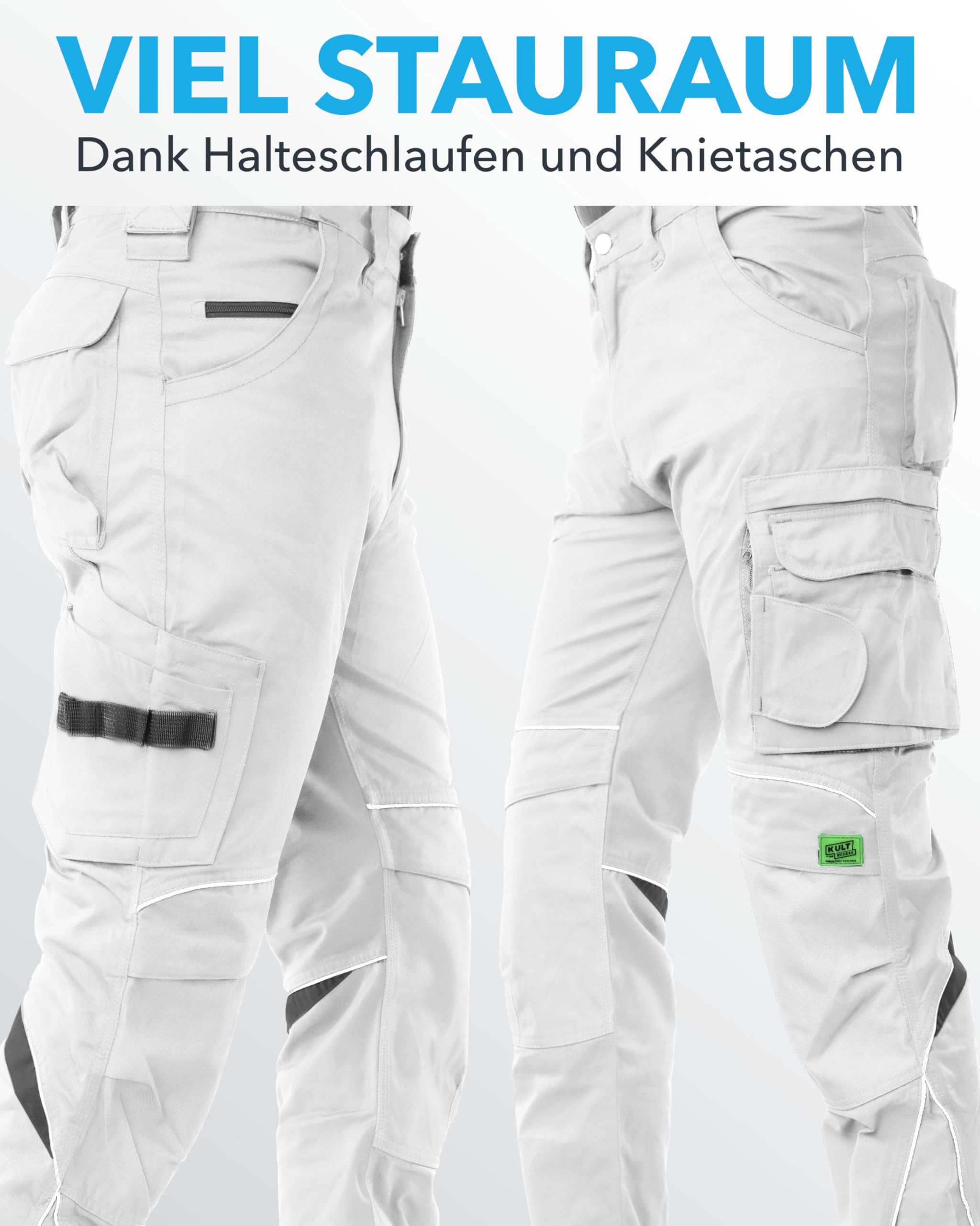 TMG | Arbeitshose Kultworker für Herren, Lange Arbeitshose mit geradem Schnitt, Kniepolstertaschen, Männer Arbeitshose