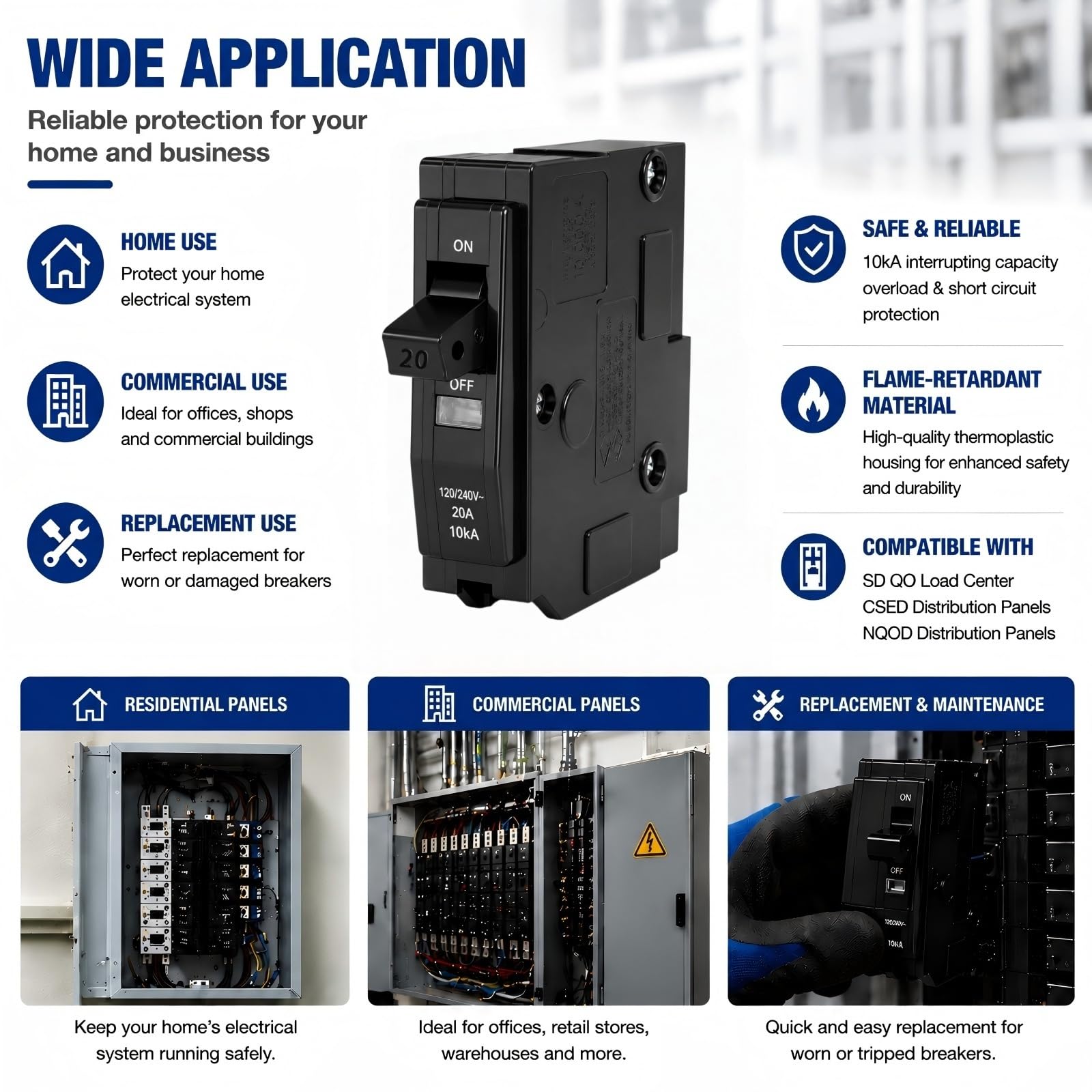 1-Pole 20 Amp Circuit Breaker, Compatible with QO120, for QO Load Centers — Amazon image 2