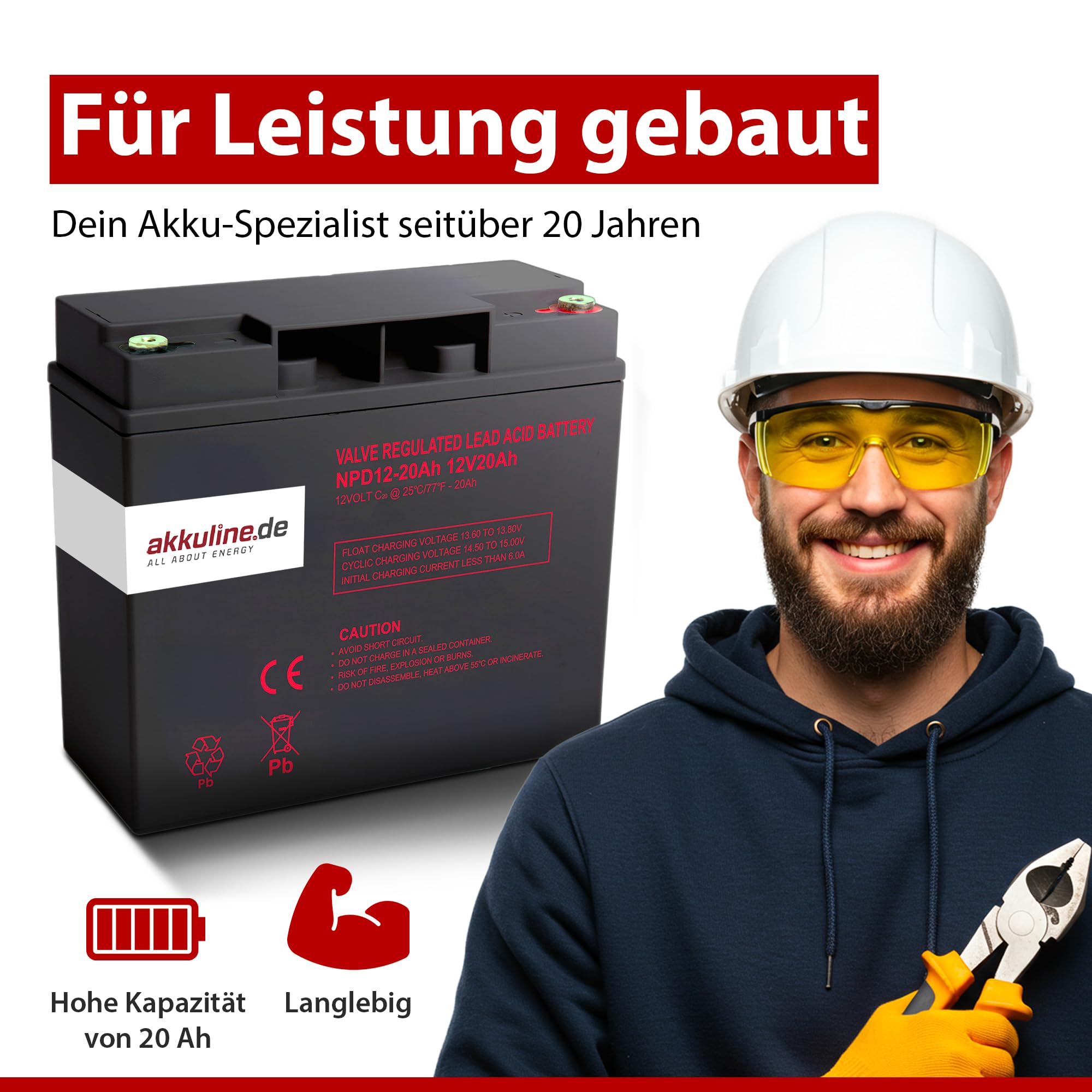12V 20Ah Blei-Gel Akku - Kompatibel mit RHEHAG 6-DZF-20- Elektro Scooter Batterie - wartungsfrei, E-Scooter mit Straßenzulassung, Elektro Roller Erwachsene, bis 150kg Tragkraft