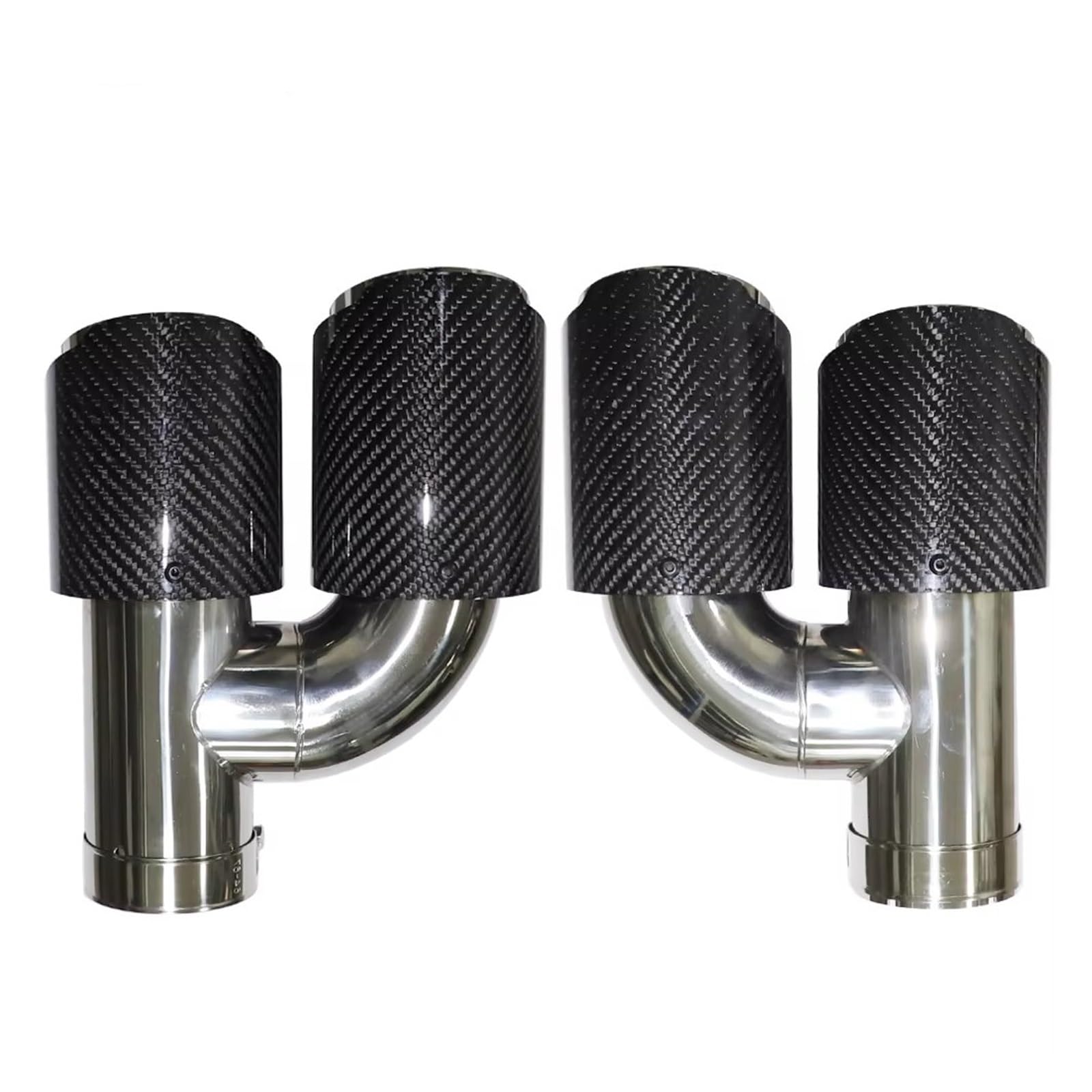 Punta Marmitta Universale Lucida Auto H Punta scarico | Silenziatori per tubi di scarico a doppia uscita a forma di ugello universale in acciaio inossidabile blu(Left 63mm-89mm)