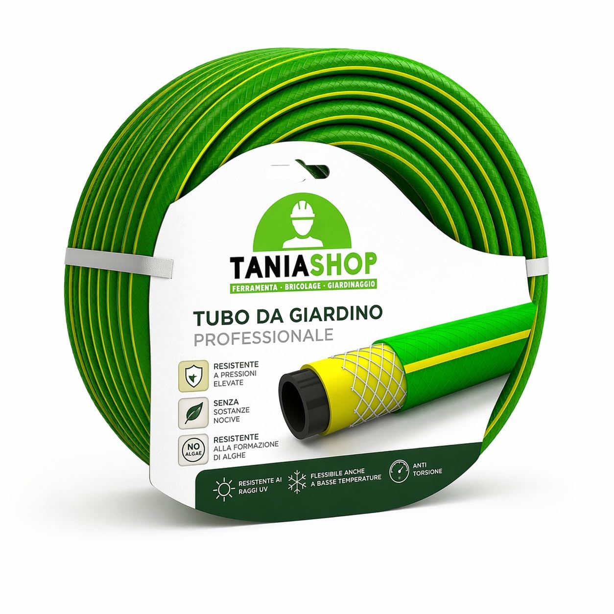 Tubo Acqua da Giardino PVC 4 Strati Retinato Ø15mm 5/8" Anti UV Antialga Flessibile per irrigazione Giardino Uso Hobbistico (50 metri)