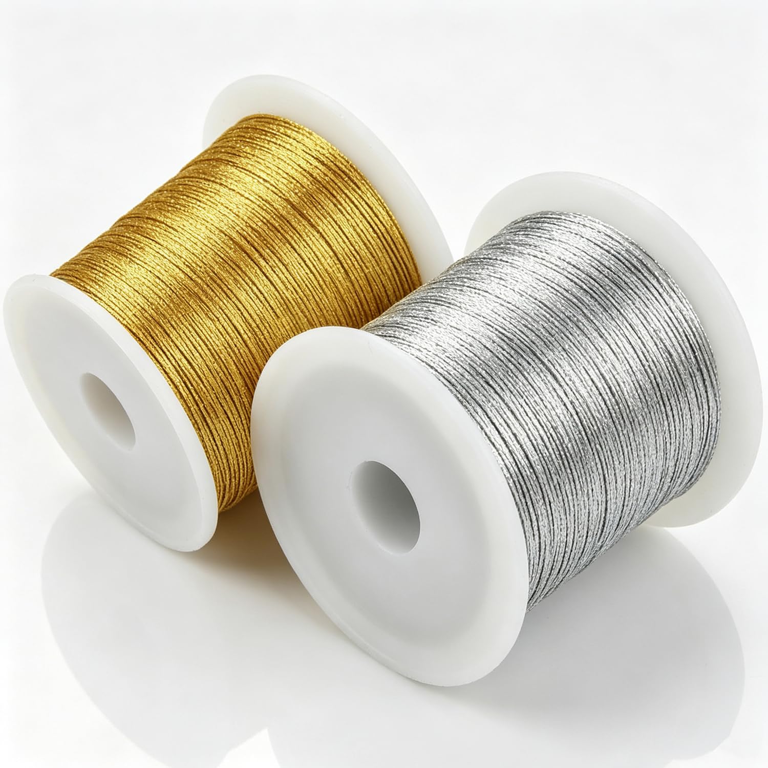 2 Roll Gold Silver Twine Tinsel String, 80M/256 Feet Metallic Cord Craft Making Thread, for DIY Jewelry Making Bracelet Braids, Christmas Packing Card Gift Wrapping Hanging Decorations