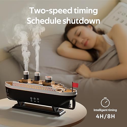 Miniatura 4 de Titanic Humidificador de 8.5 fl oz, difusor de aceite esencial, difusor ultrasónico de aromaterapia con control remoto, 7 luces, 2 modos de niebla,