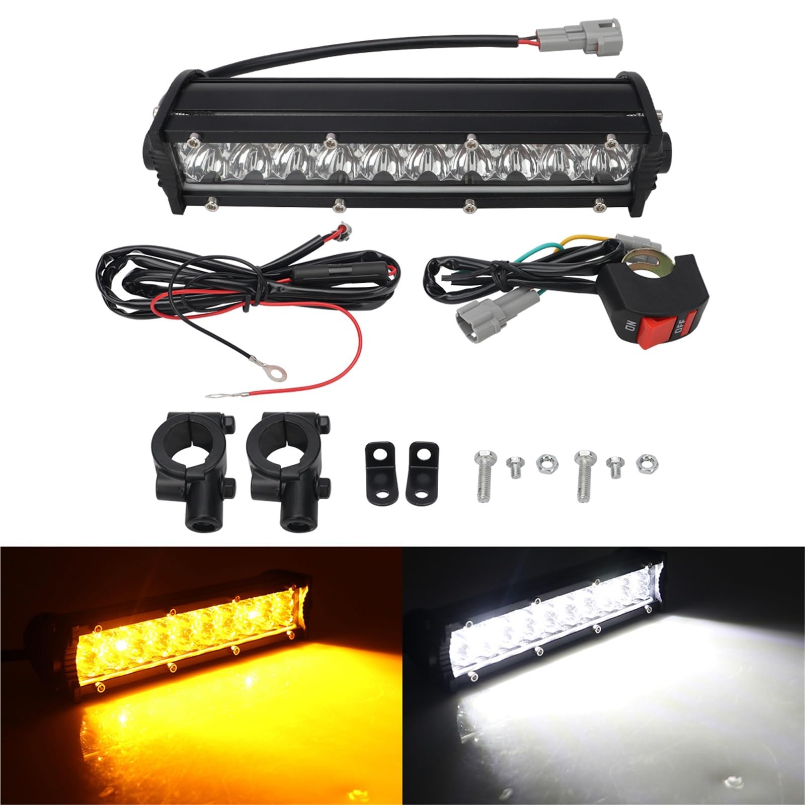 LED Fendinebbia Barra Luminosa LED Faro Barra Luminosa LED 60 W Con Kit Interruttore Per La Maggior Parte Dei Manubri 7/8" Giallo Bianco Faro Moto