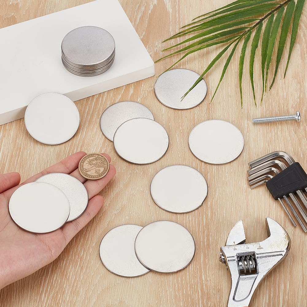 AHANDMAKER 20Pcs Stainless Steel Disc, 2" Diameter 15 Gauge Thickness Coin Blanks, Circle Plate, Round Metal Stamping Blanks Tag No Hole, Flat Round Stainless Steel Disc for Jewelry Making DIY Crafts