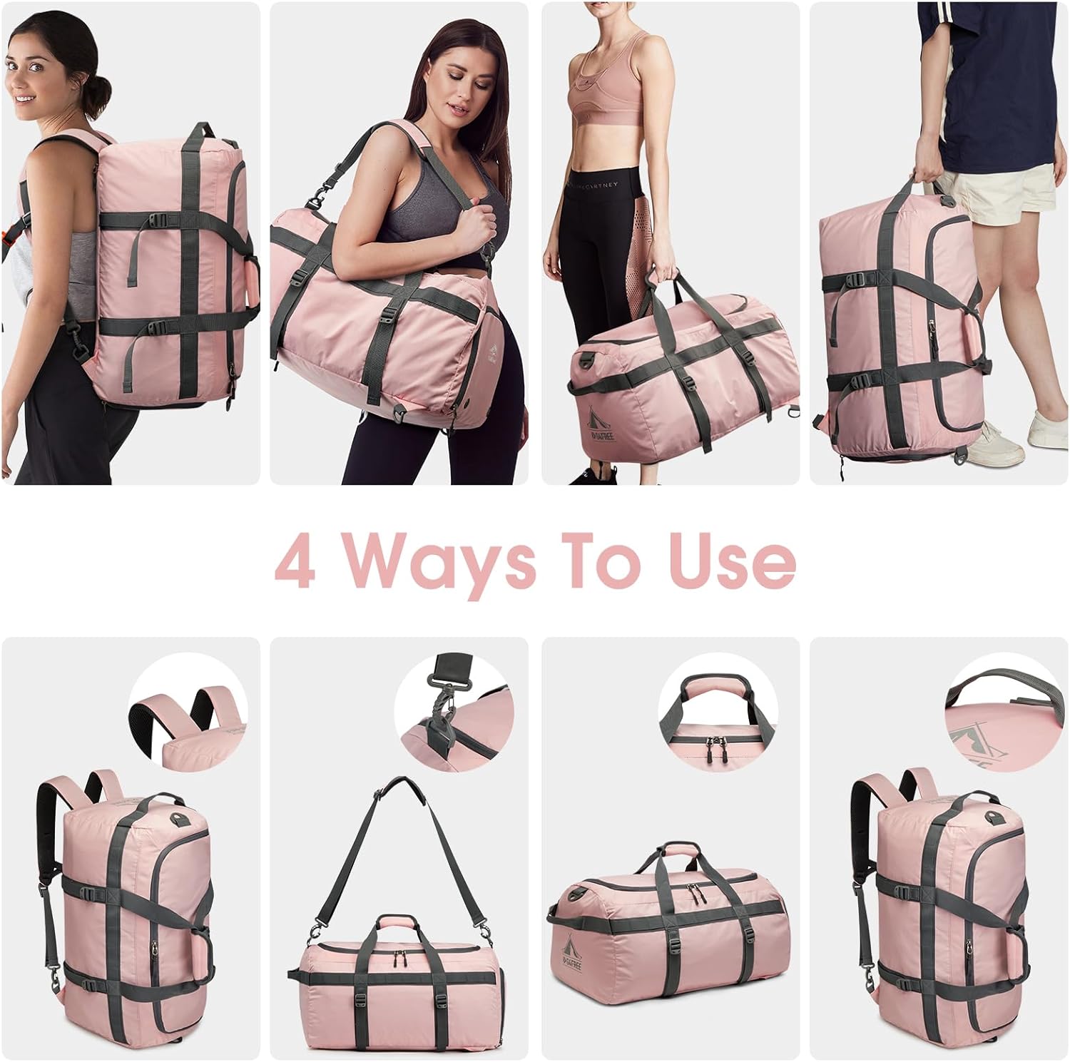 G4Free Gym Bag for Women Men 45L Duffle Backpack with Shoe Compartment Water Resistant Travel Weekender Bag