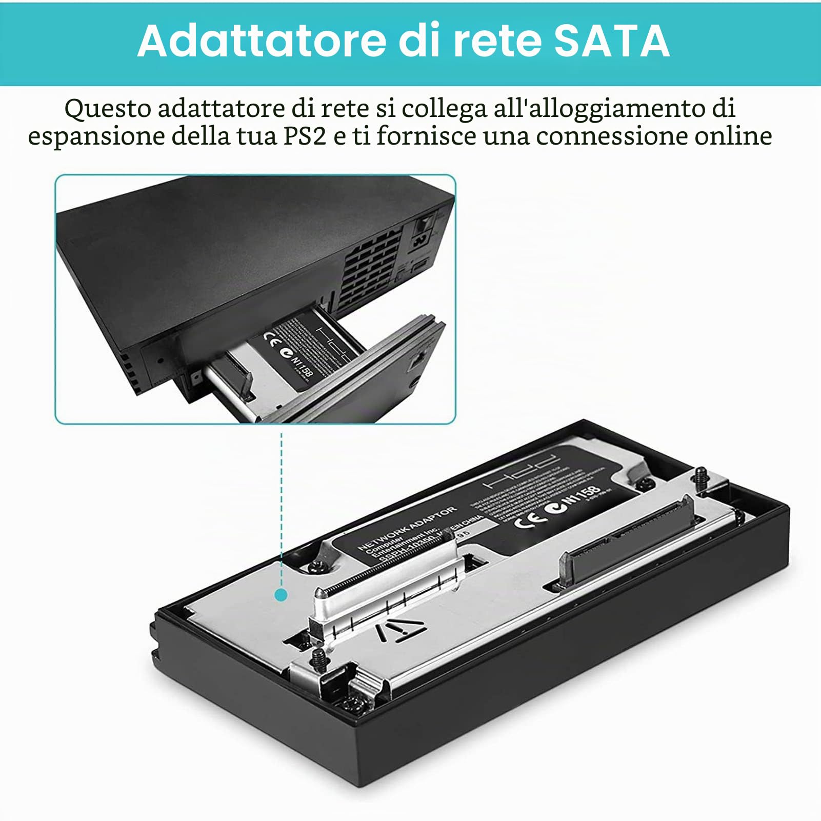 Adattatore di Rete per Interfaccia SATA, per Console di Gioco , con Scheda di Memoria FMCB V1.966 da 16 MB, McBoot , Adattatore per Disco Rigido HDD, Plug And Play,