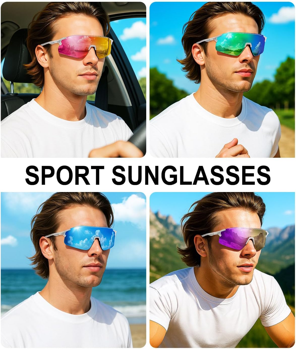 BATFOX Polarized Sport Sunglasses for Men & Women,Cycling Glasses with TR90 Frame for Running Cycling Fishing Driving