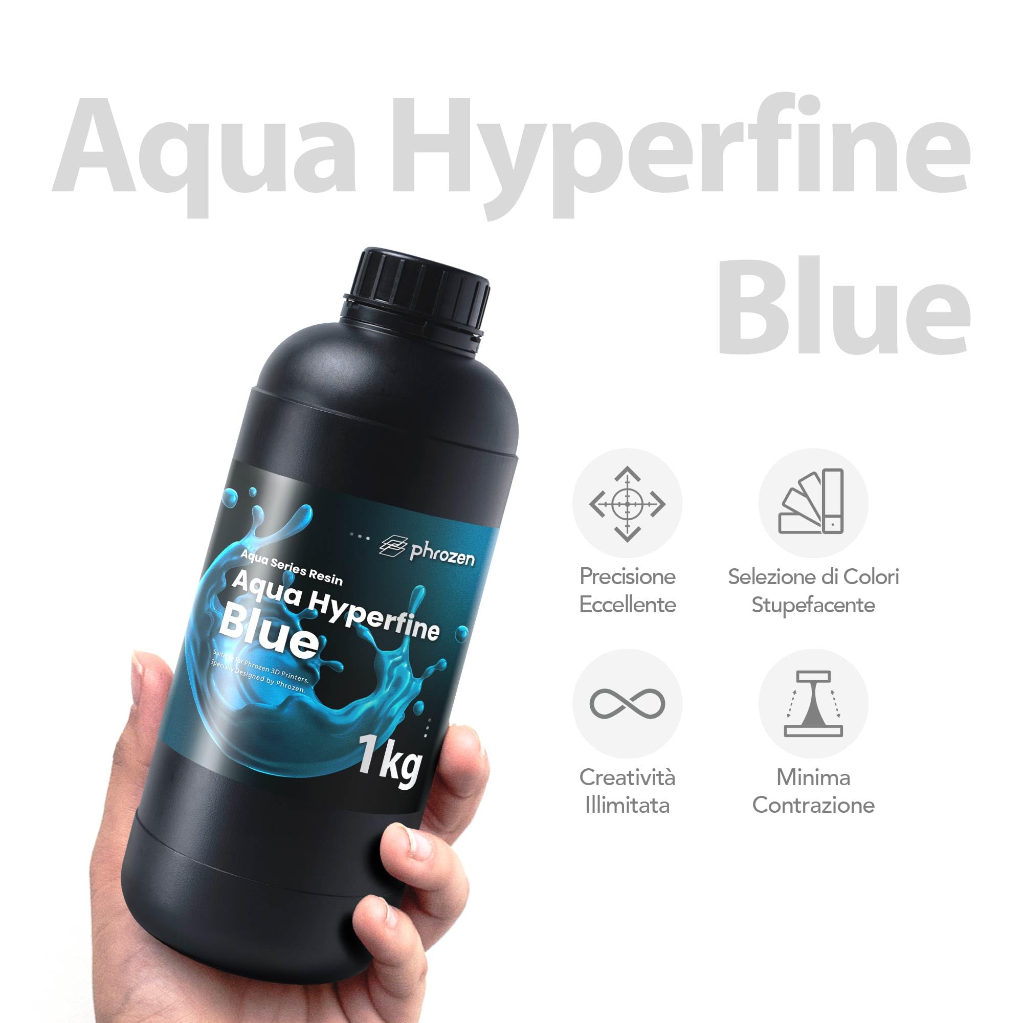 Phrozen Aqua Resina Fotopolimerica Hyperfine, confezione blu e rossa, 1 kg ciascuna, alta risoluzione per stampanti 3D LCD 9K, 12K e superiori