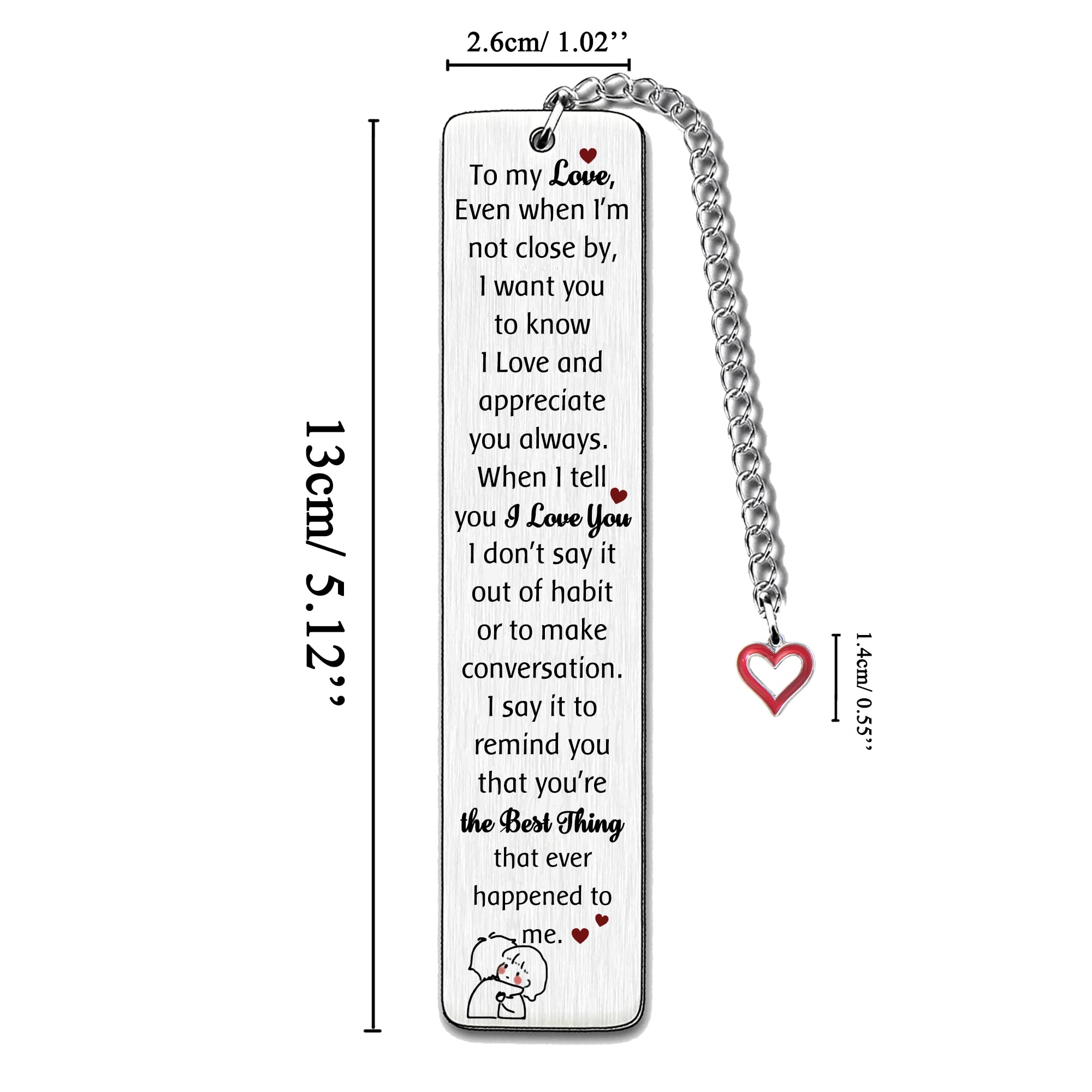 Marque-page Cœur En Cuir Personnalisable - Gravure Logo/Text - Cadeau Livre Romantique - 9